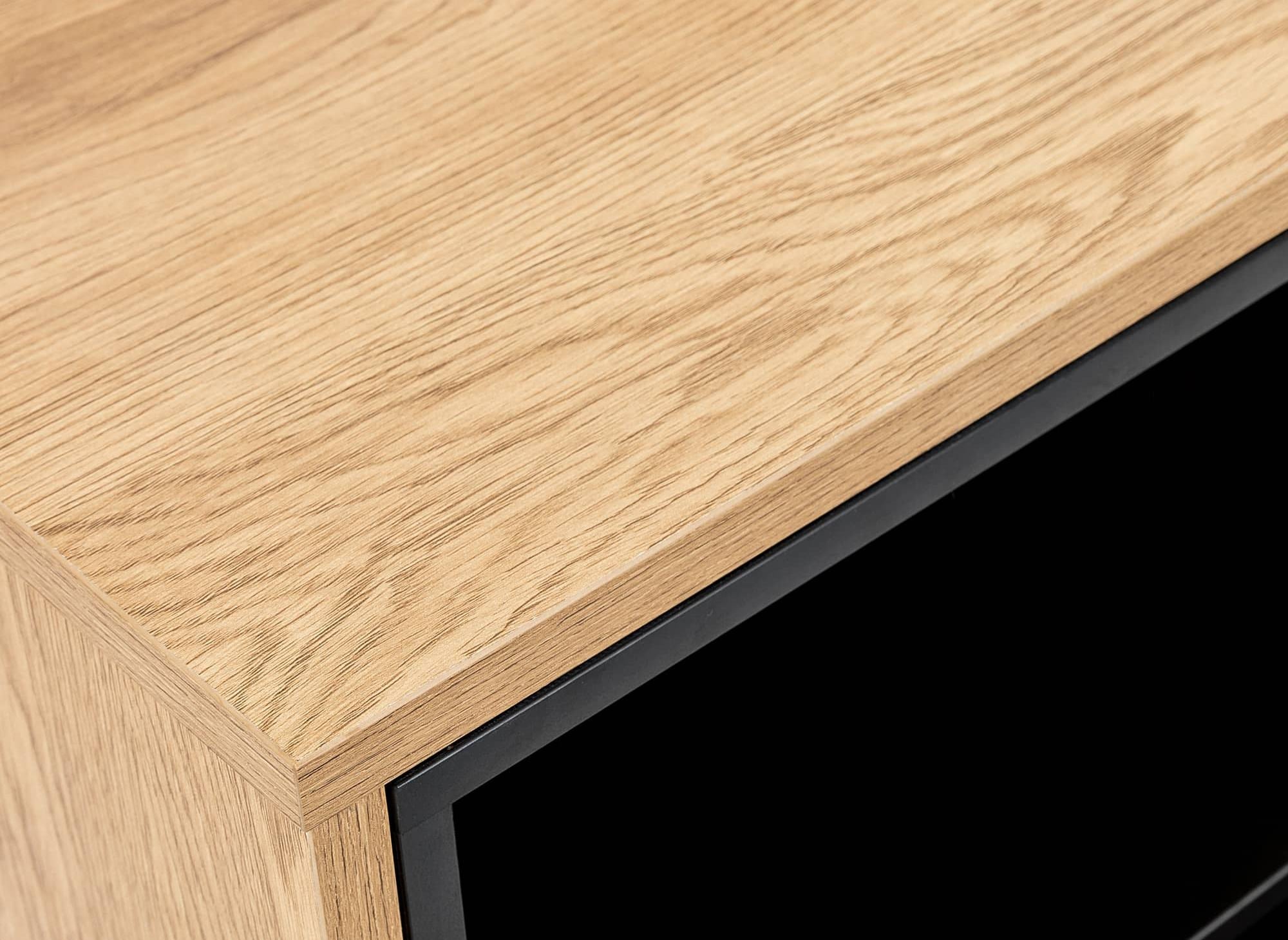 SOHANE Kommode mit 2 Schubladen aus hellem Holz und schwarzem Metall