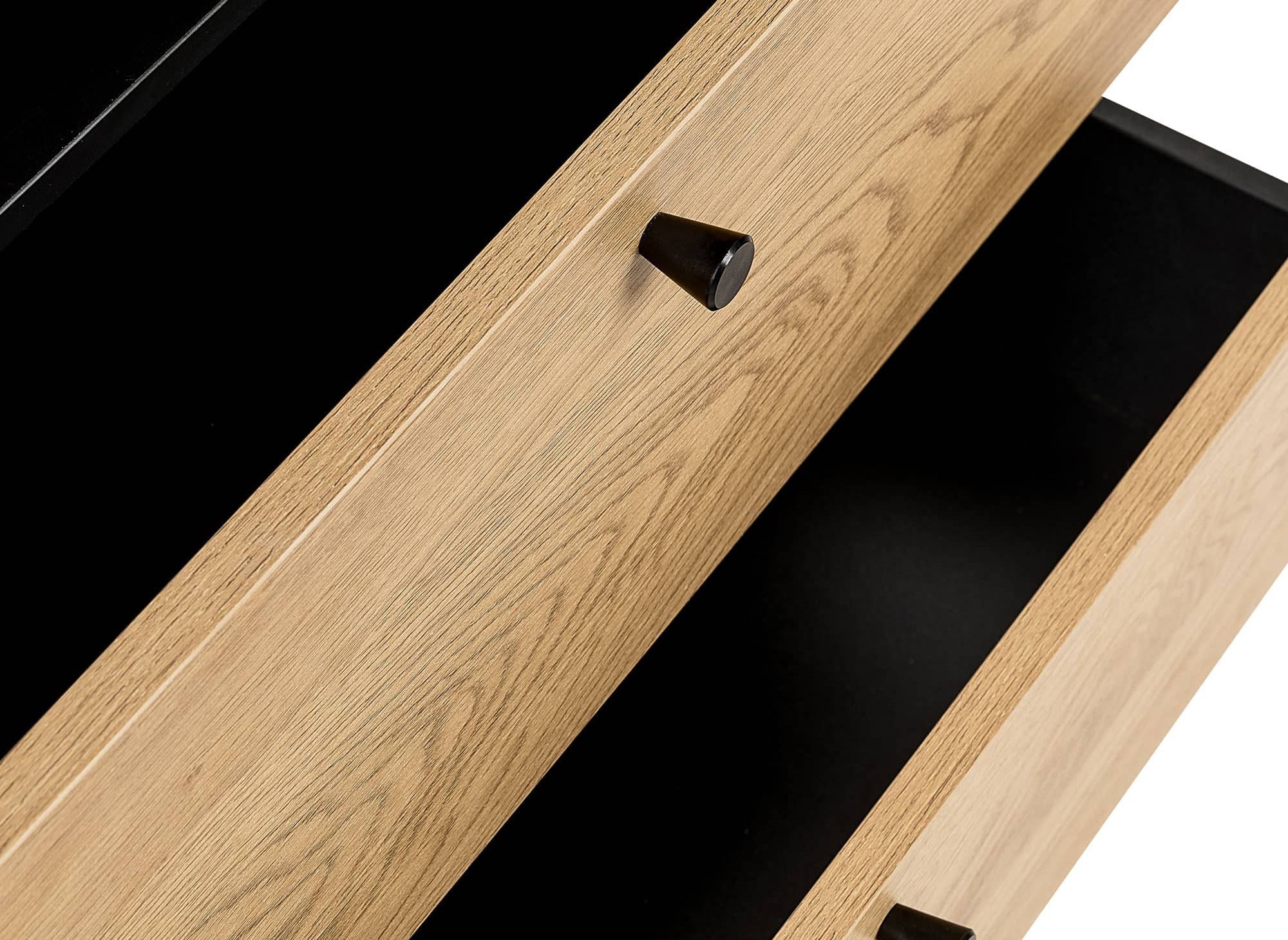 SOHANE Kommode mit 2 Schubladen aus hellem Holz und schwarzem Metall