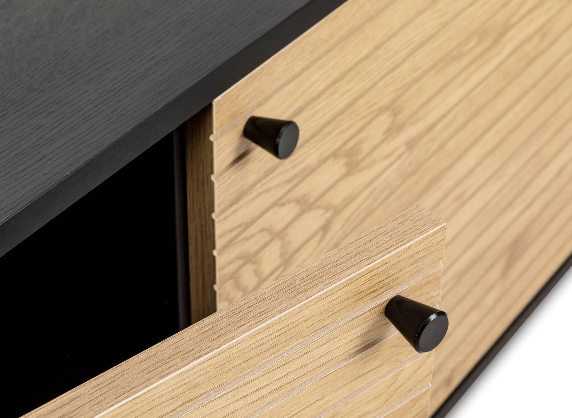 DARYL Sideboard mit 3 Schubladen und 2 Türen aus Holz und schwarzem Metall