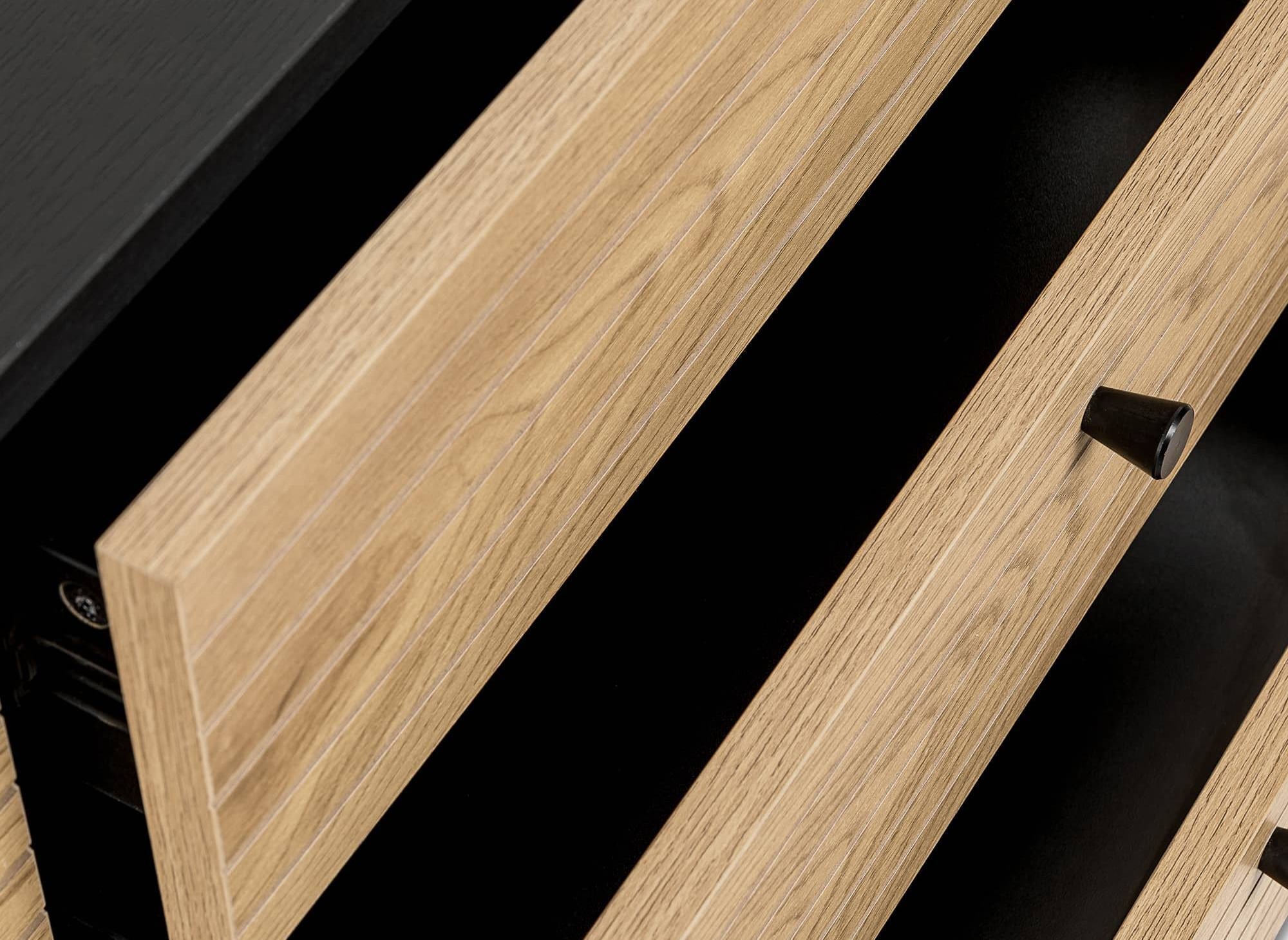 DARYL Sideboard mit 3 Schubladen und 2 Türen aus Holz und schwarzem Metall