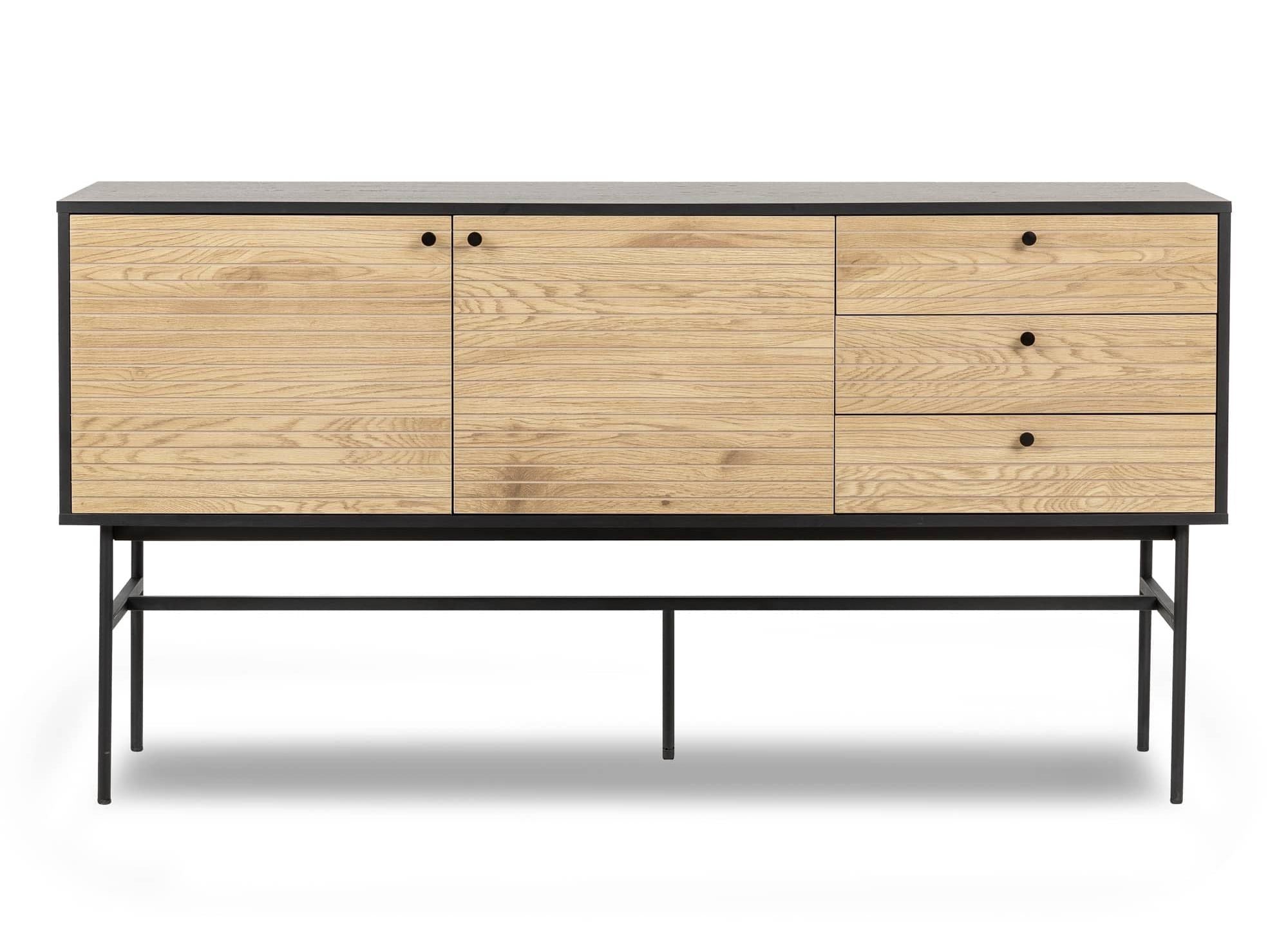 DARYL Sideboard mit 3 Schubladen und 2 Türen aus Holz und schwarzem Metall