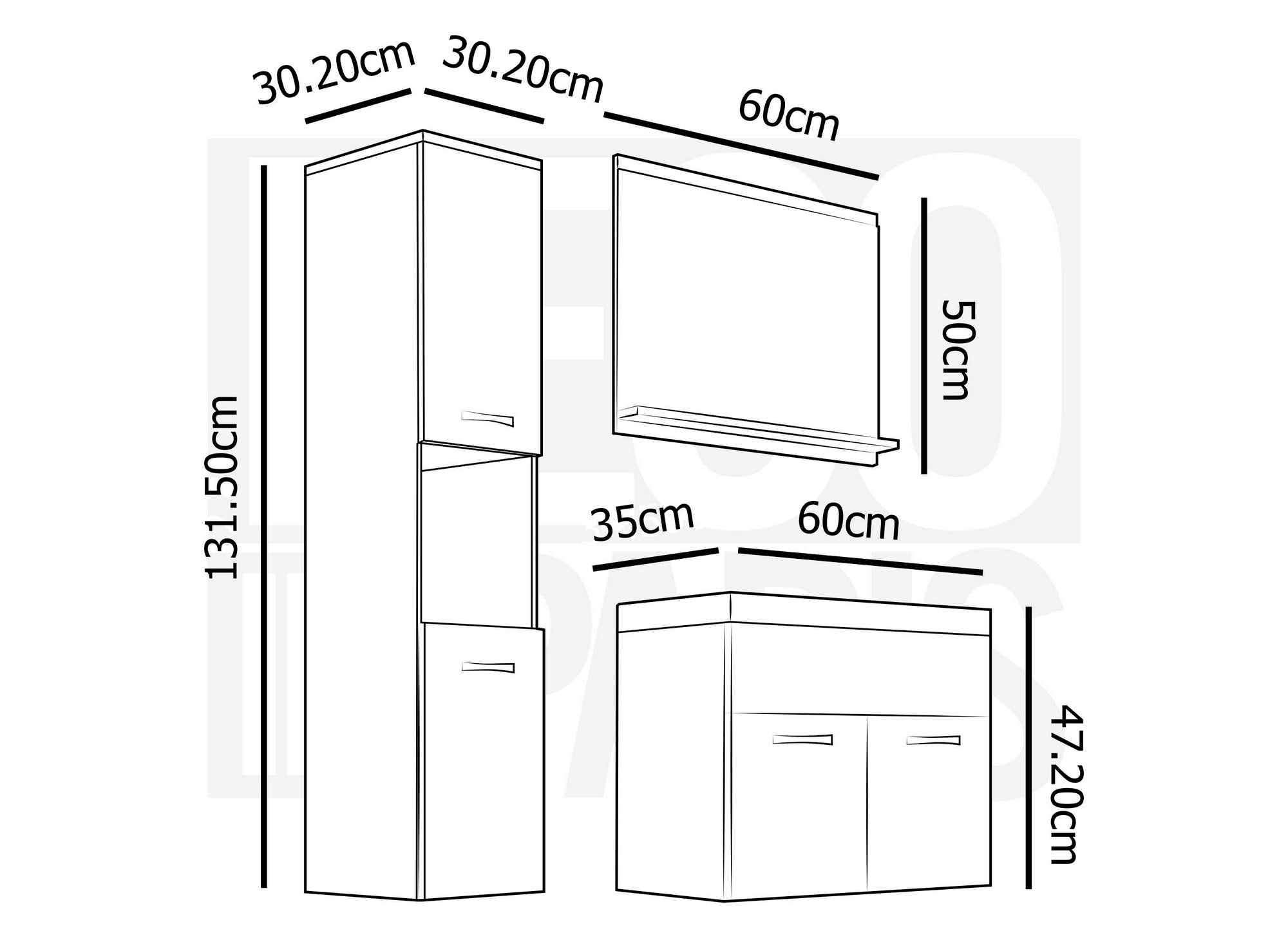 Designer-Hängemöbel-Set für Badezimmer - Wengé HARMONY