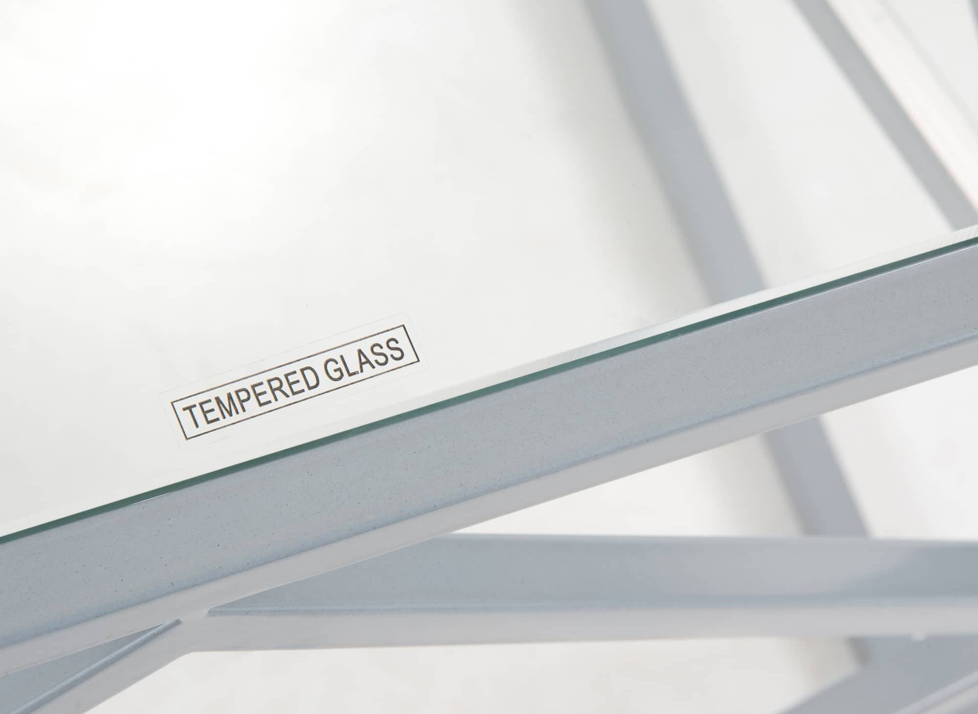Rechteckiger Designer-Couchtisch ELIO aus Glas und Metall
