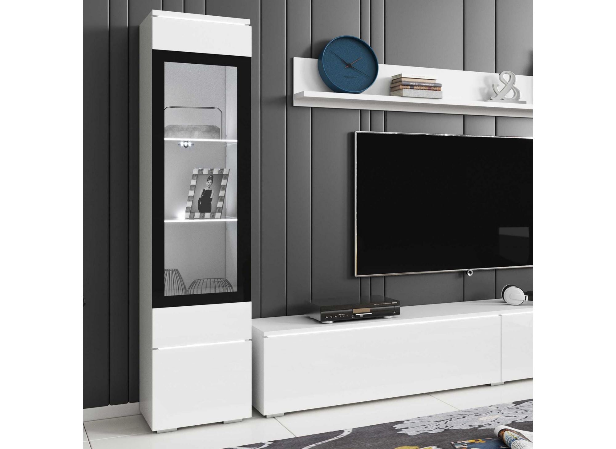 Moderner weiß lackierter TV-Schrank mit LED - VERONICA XL