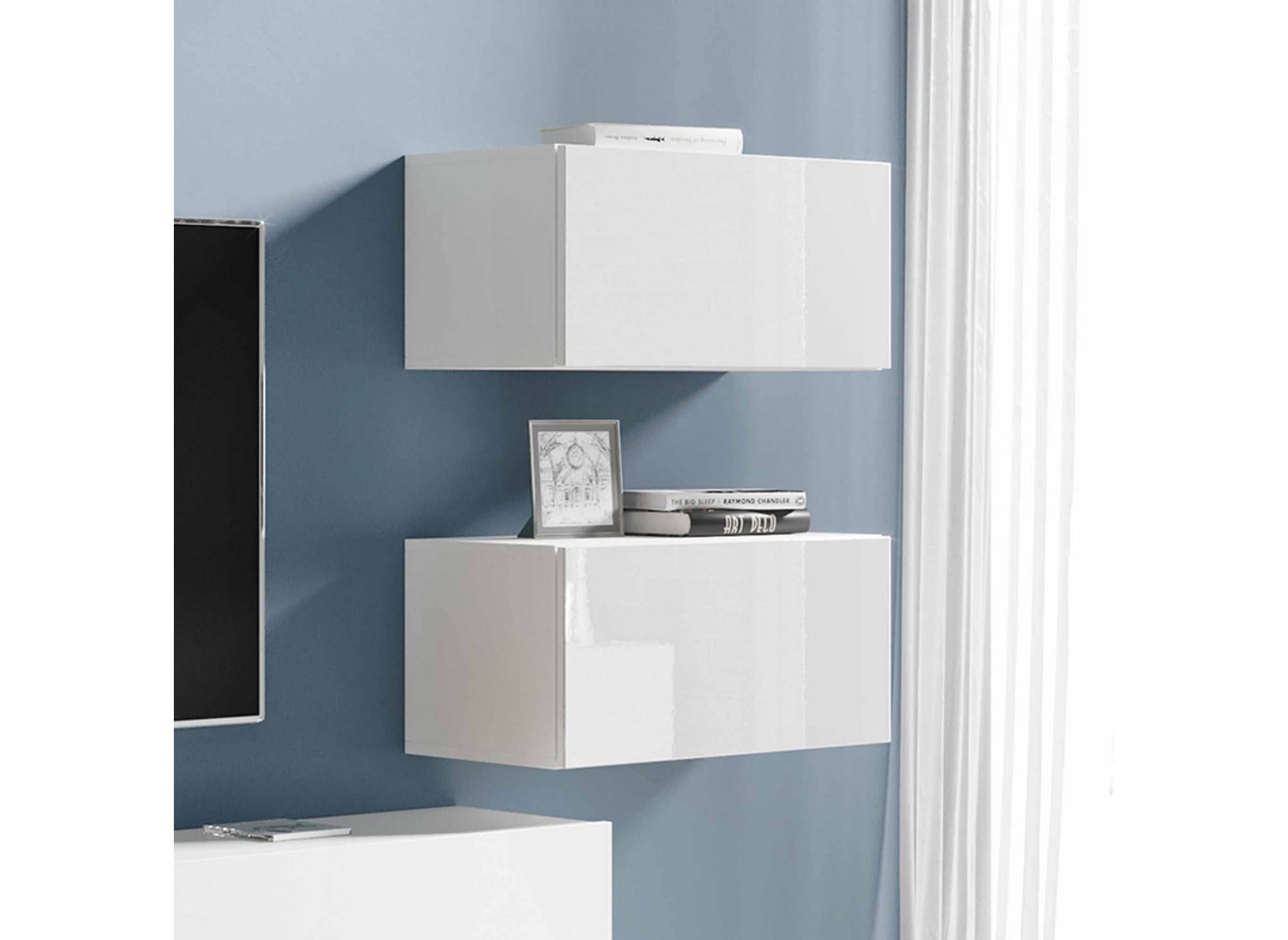 Moderner weiß lackierter TV-Schrank mit LED - AMANDA