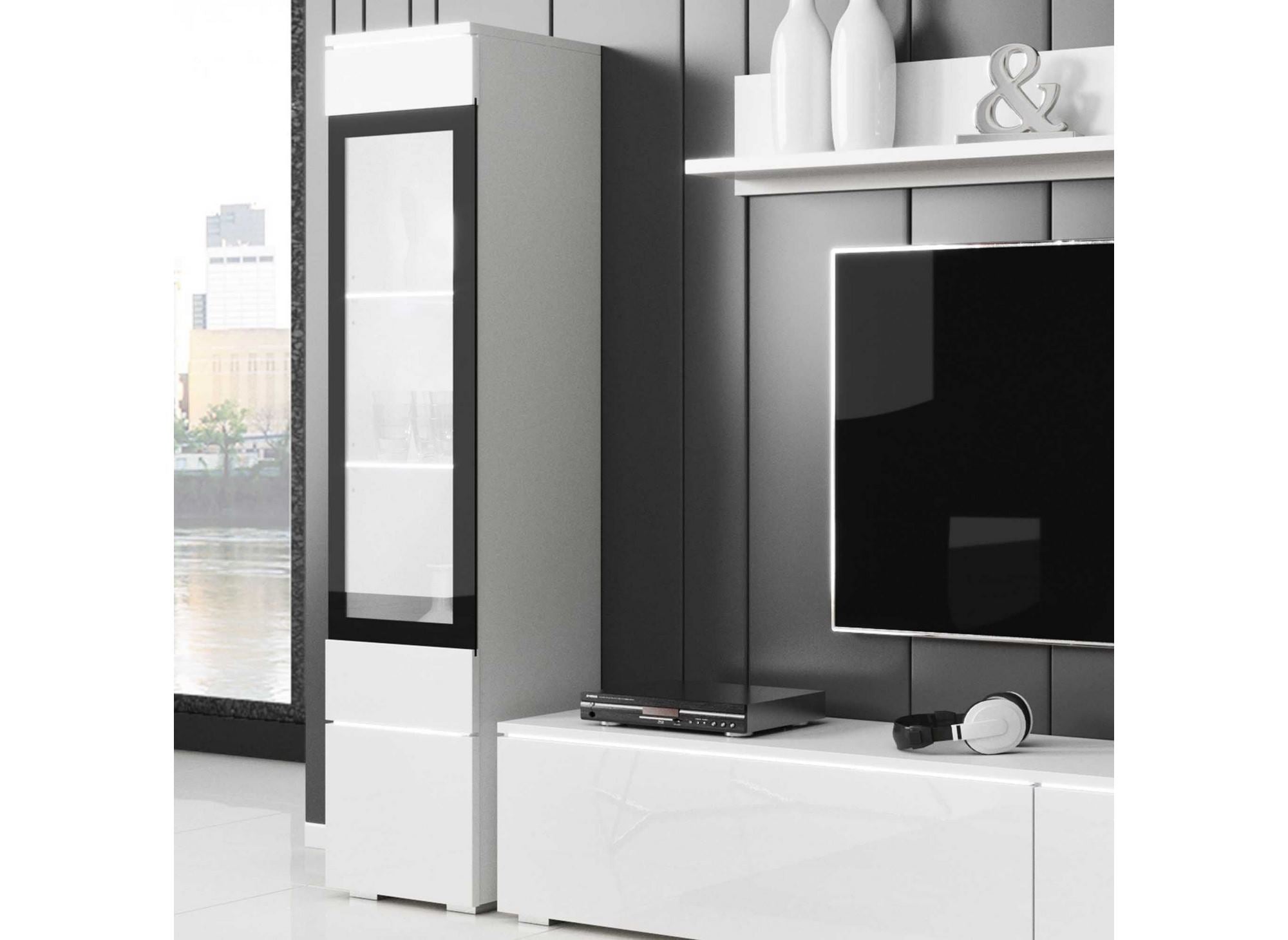 Moderner weiß lackierter TV-Schrank mit LED - VERONICA