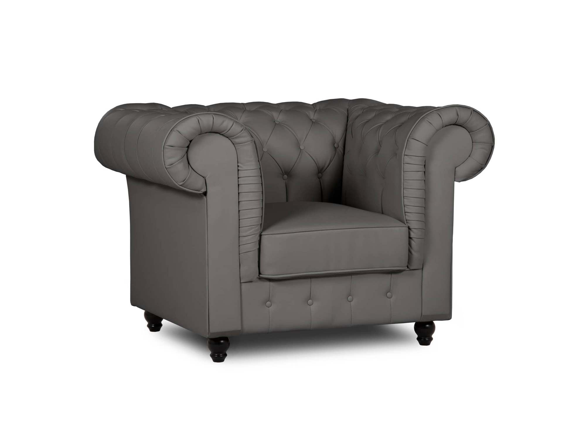 Chesterfield-Sessel aus grauem Kunstleder - WILSTON