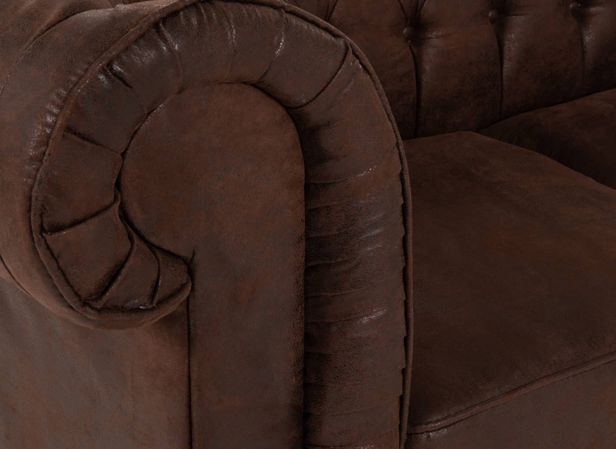 Chesterfield-Sessel aus Vintage-Mikrofaserstoff in Braun - WILSTON