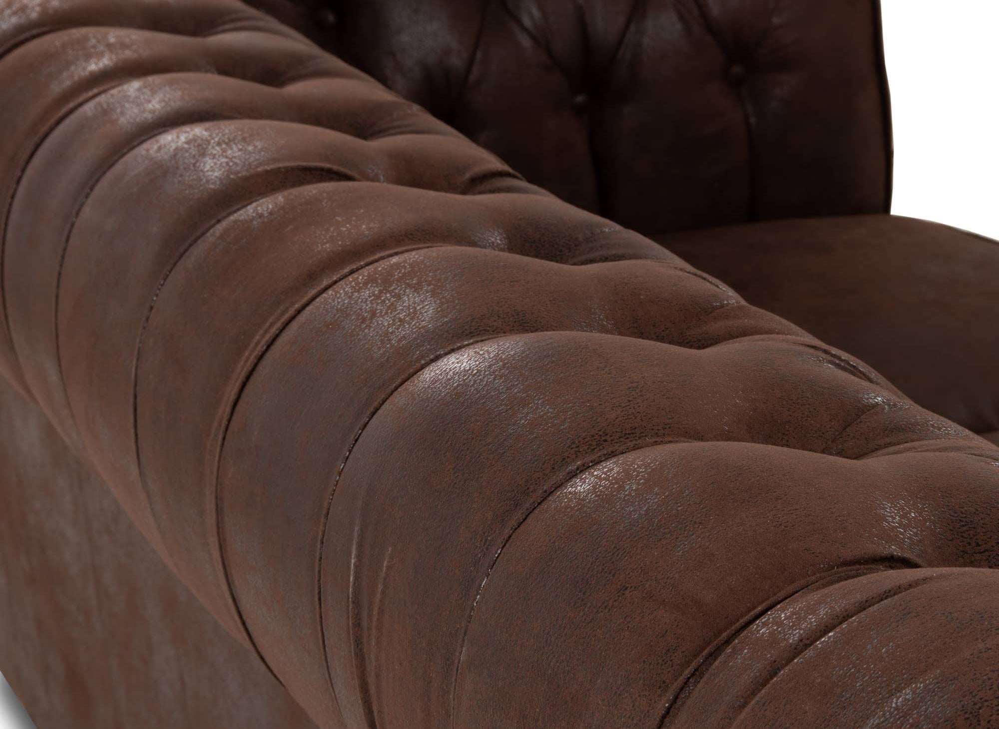 Chesterfield-Sessel aus Vintage-Mikrofaserstoff in Braun - WILSTON