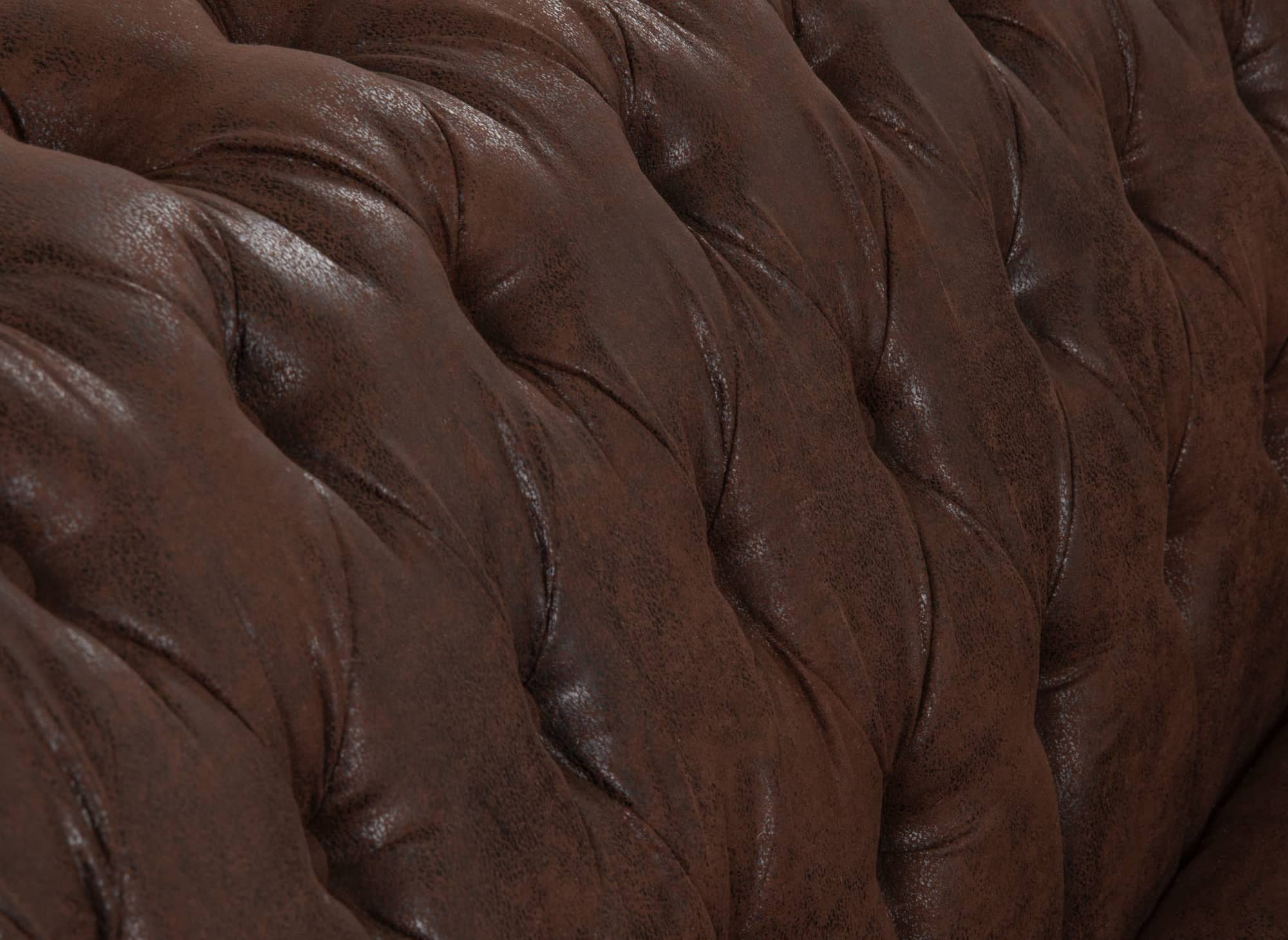Chesterfield-Sessel aus Vintage-Mikrofaserstoff in Braun - WILSTON