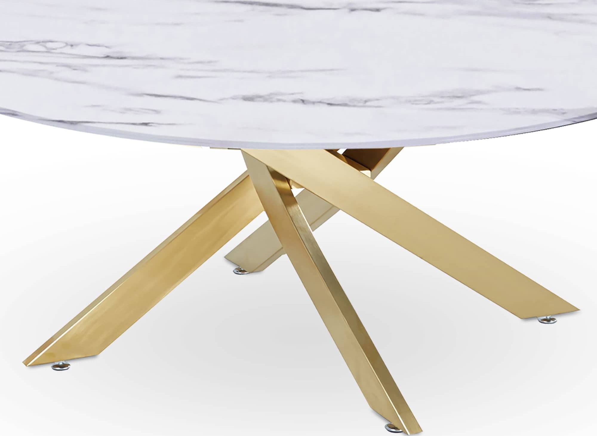 MELISSA runder Designer-Couchtisch mit Marmorglas und goldenen Beinen