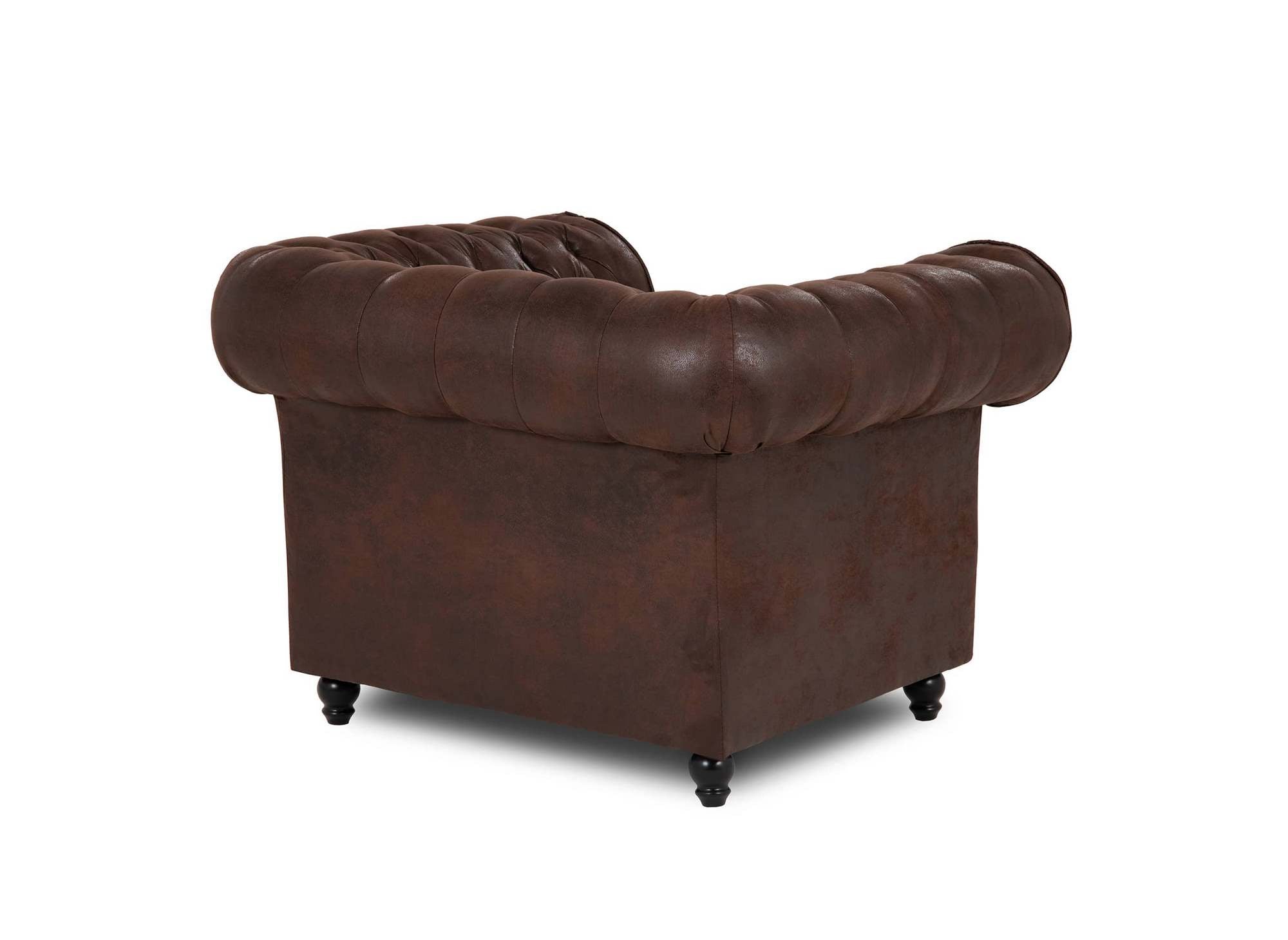 Chesterfield-Sessel aus Vintage-Mikrofaserstoff in Braun - WILSTON