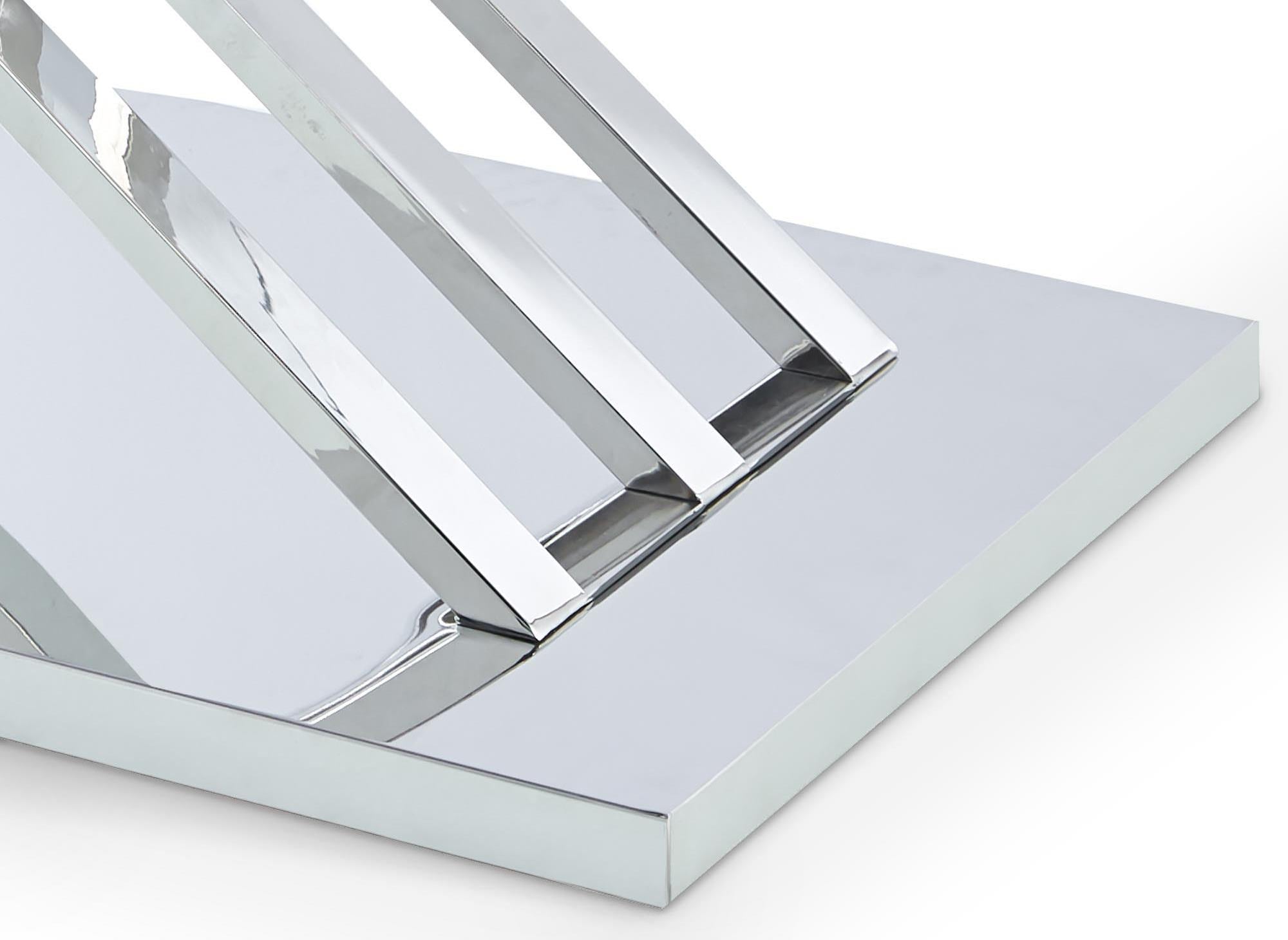 Rechteckiger Designer-Couchtisch NELLA mit silbernen geometrischen Beinen