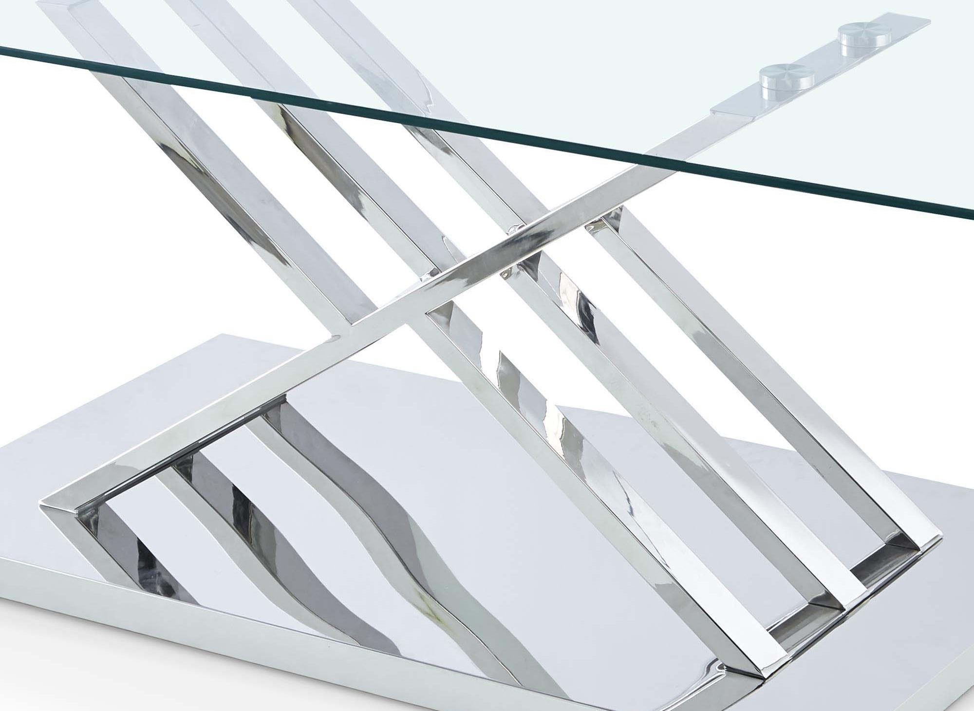 Rechteckiger Designer-Couchtisch NELLA mit silbernen geometrischen Beinen