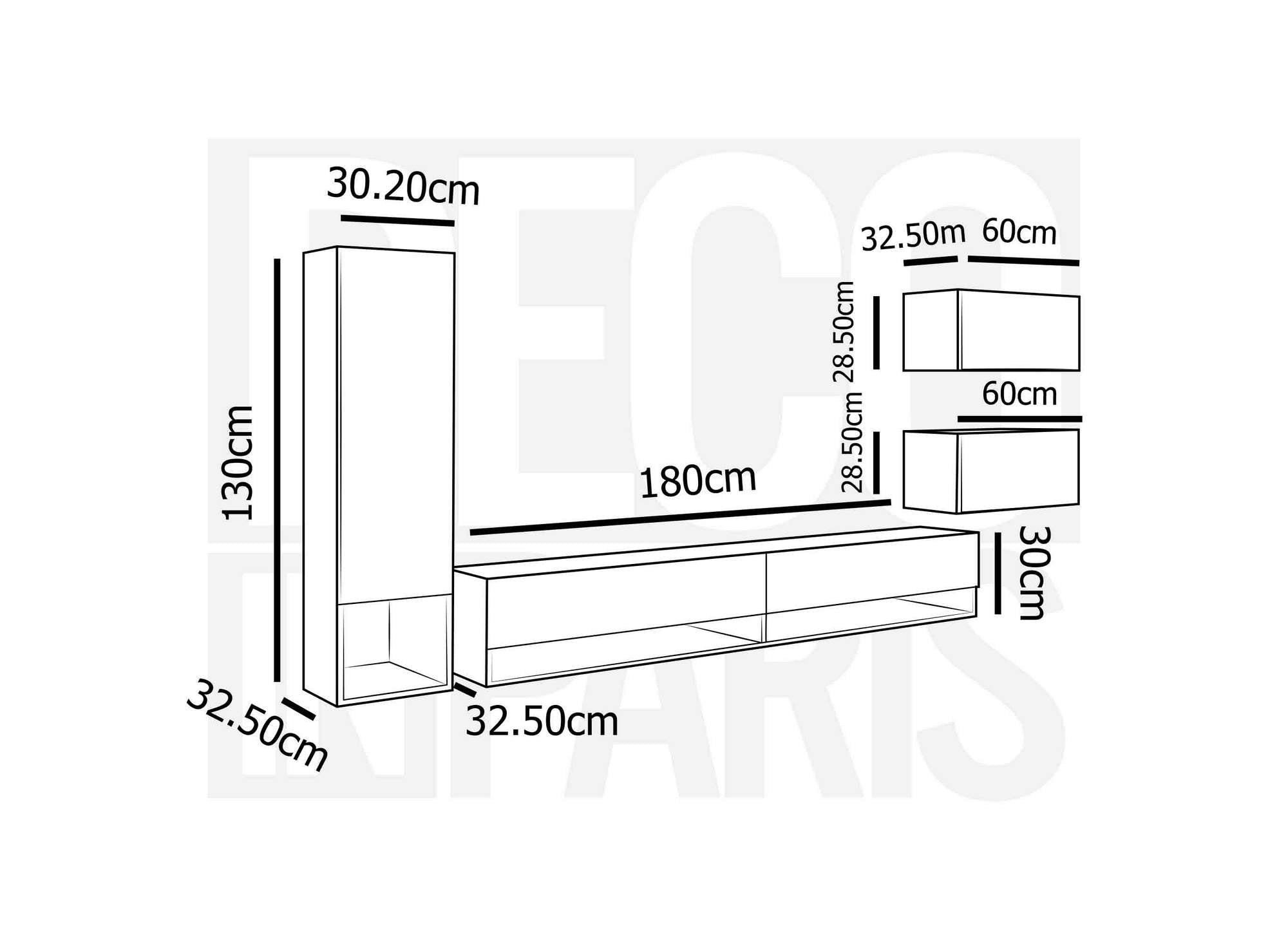 Moderner TV-Ständer aus Eiche mit LED - AMANDA