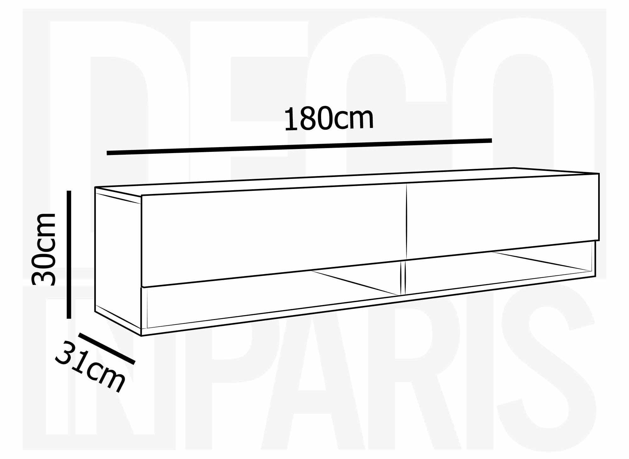 ROMANE XXL TV-Wandschrank aus Eiche mit 2 Türen und 2 Nischen - 180 cm