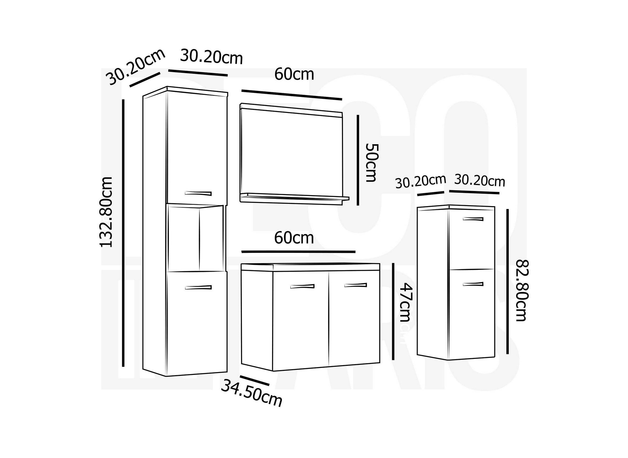 ALBY Designer-Hängemöbel-Set für Badezimmer - Schwarzes gealtertes Holz