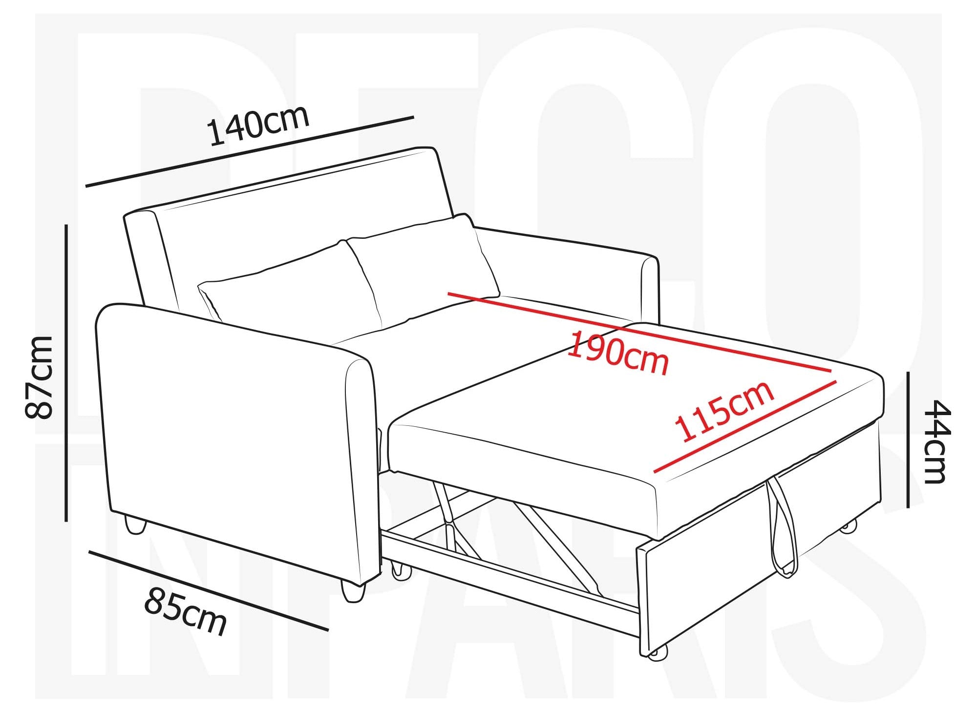 KALAYA Skandinavisches Schlafsofa aus blauem Stoff