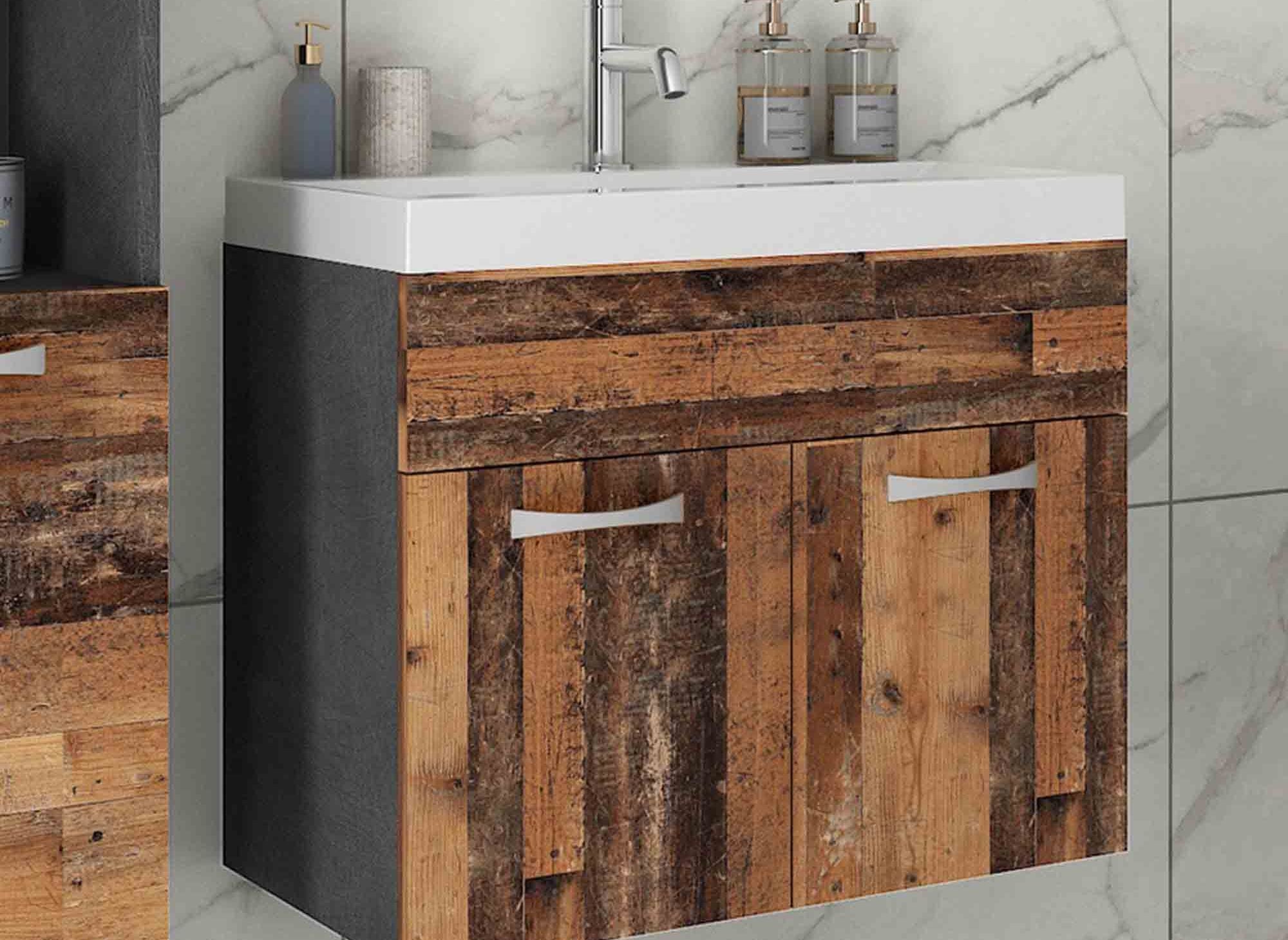 Designer-Hängemöbelset HARMONY - Dunkelgrau und gealterte Eiche