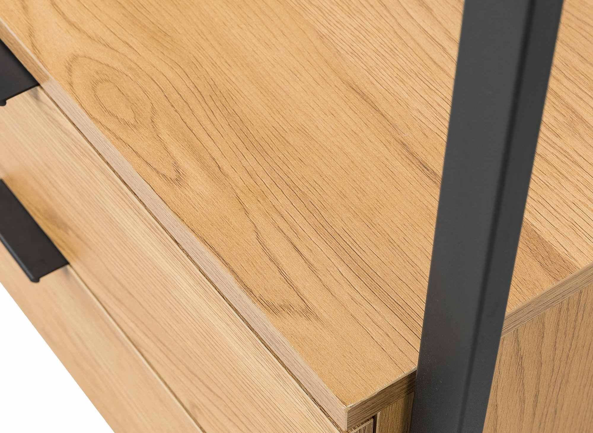 GLENN Eingangsmöbel mit Spiegelschrank und 2 Schubladen aus Holz und Metall