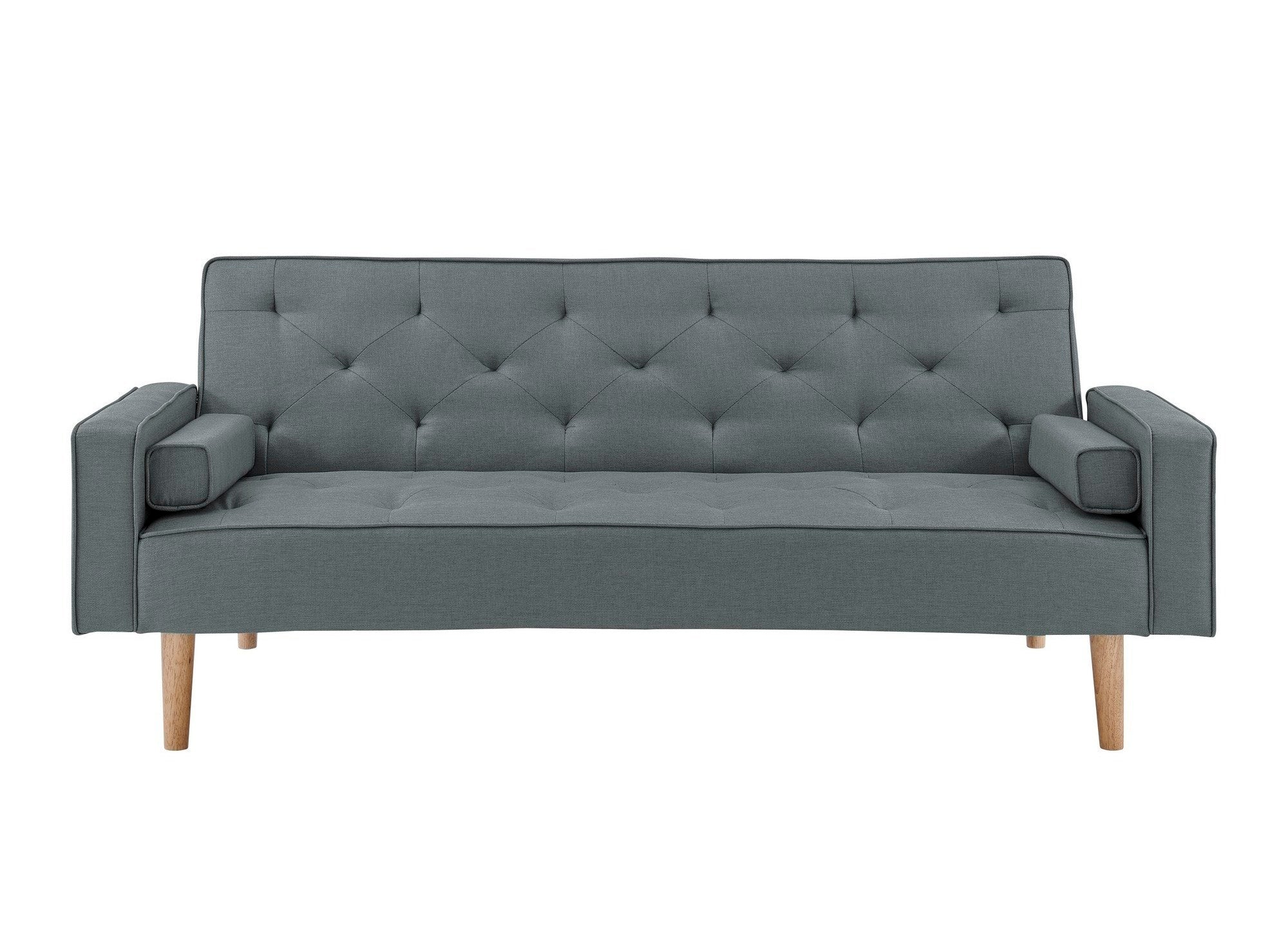 Dunkelgraues Stoffschlafsofa mit Holzbeinen JAKARTA