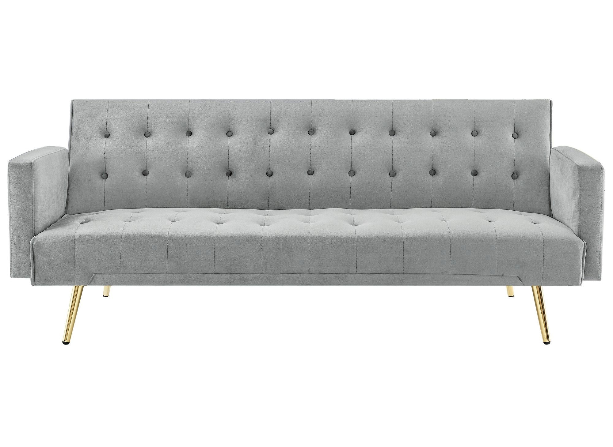 CHICAGO Schlafsofa aus grauem Samt mit goldenen Metallbeinen