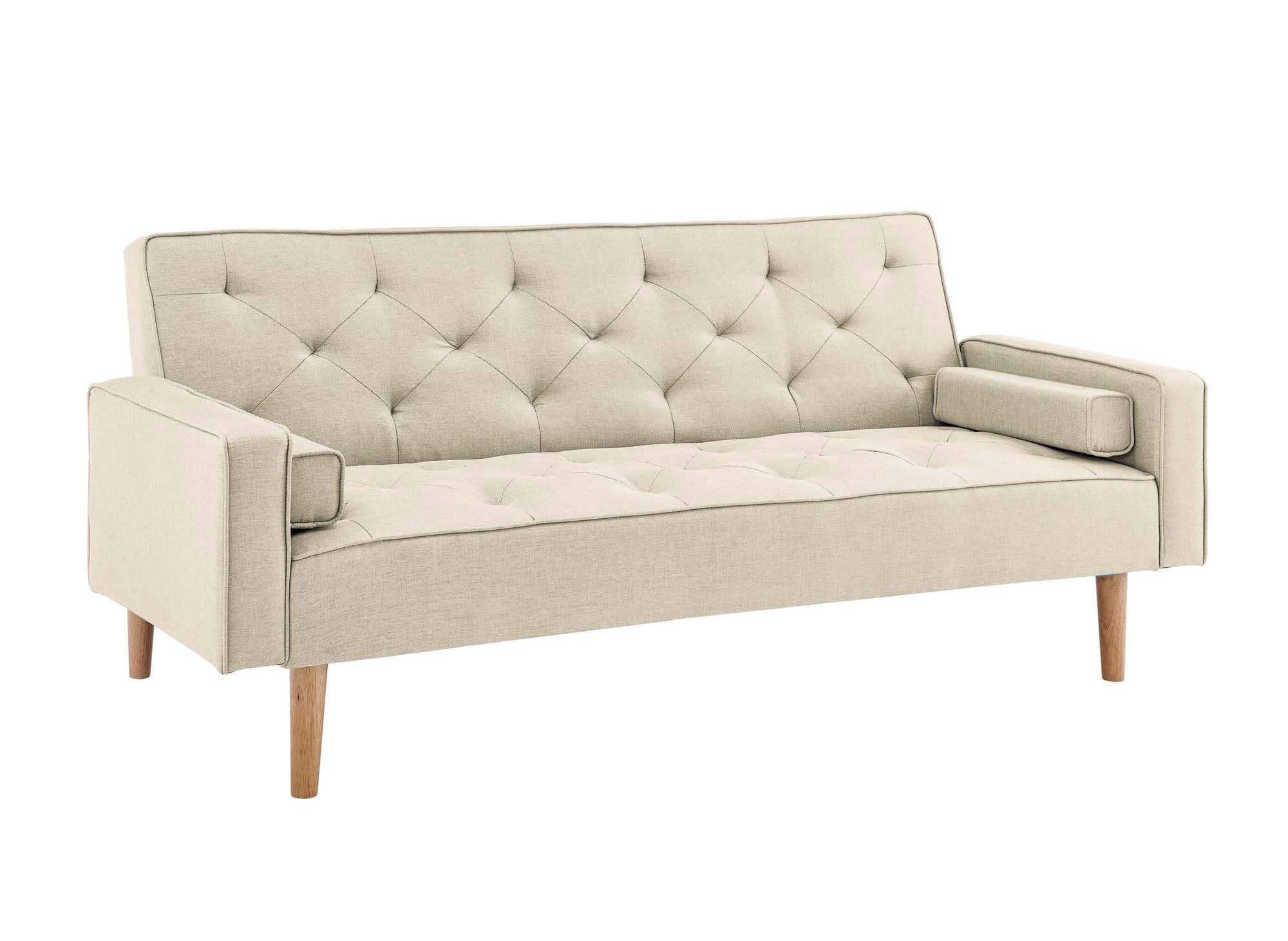 Beiges Stoffschlafsofa mit Holzbeinen JAKARTA