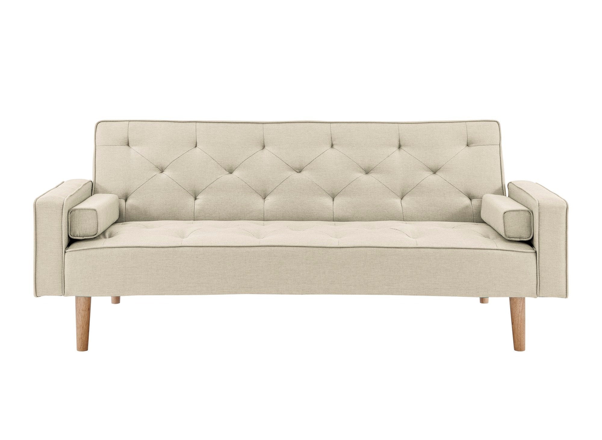 Beiges Stoffschlafsofa mit Holzbeinen JAKARTA