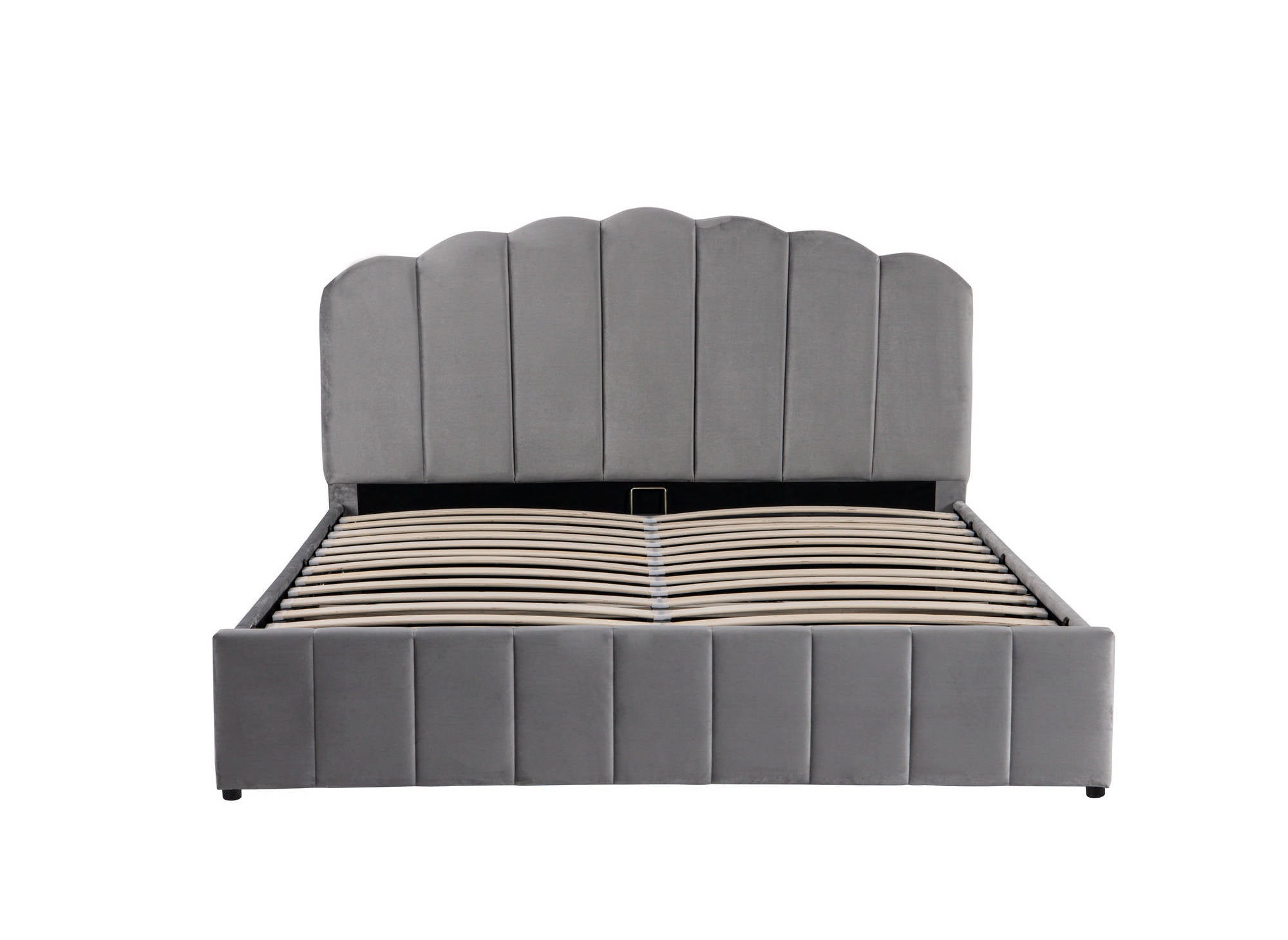 ELVIRA Bett mit Stauraum, grau, Samt, 160 x 200 cm