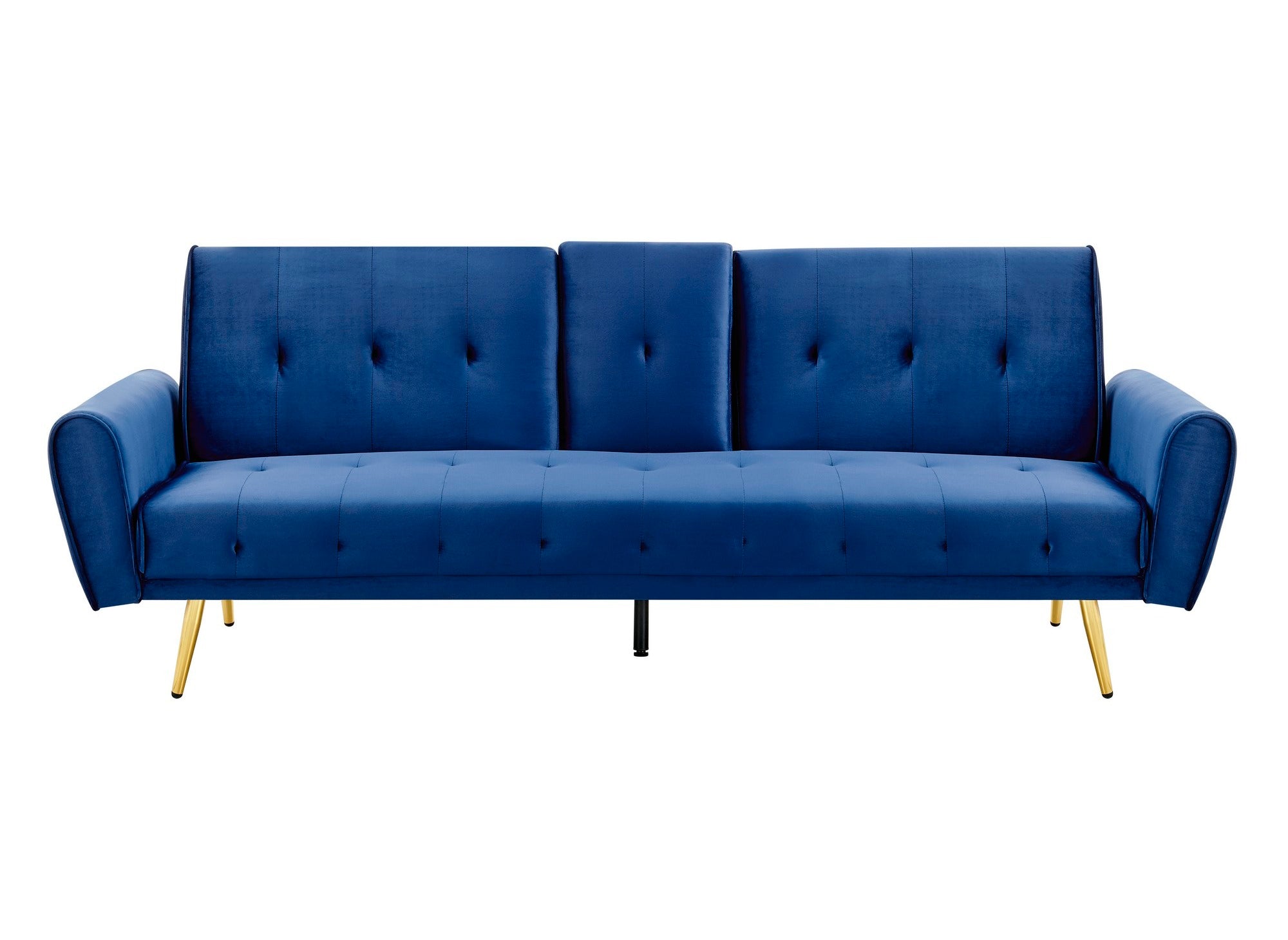 LIMA dunkelblaues Samtschlafsofa mit Getränkehalter