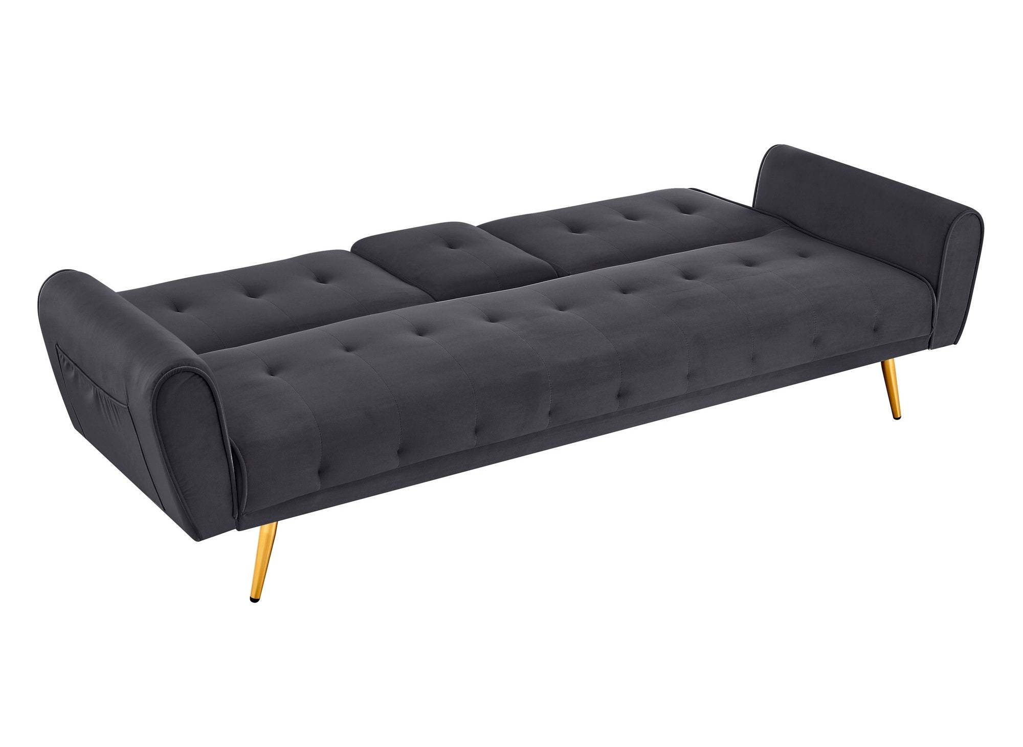 LIMA dunkelgraues Samtschlafsofa mit Getränkehalter