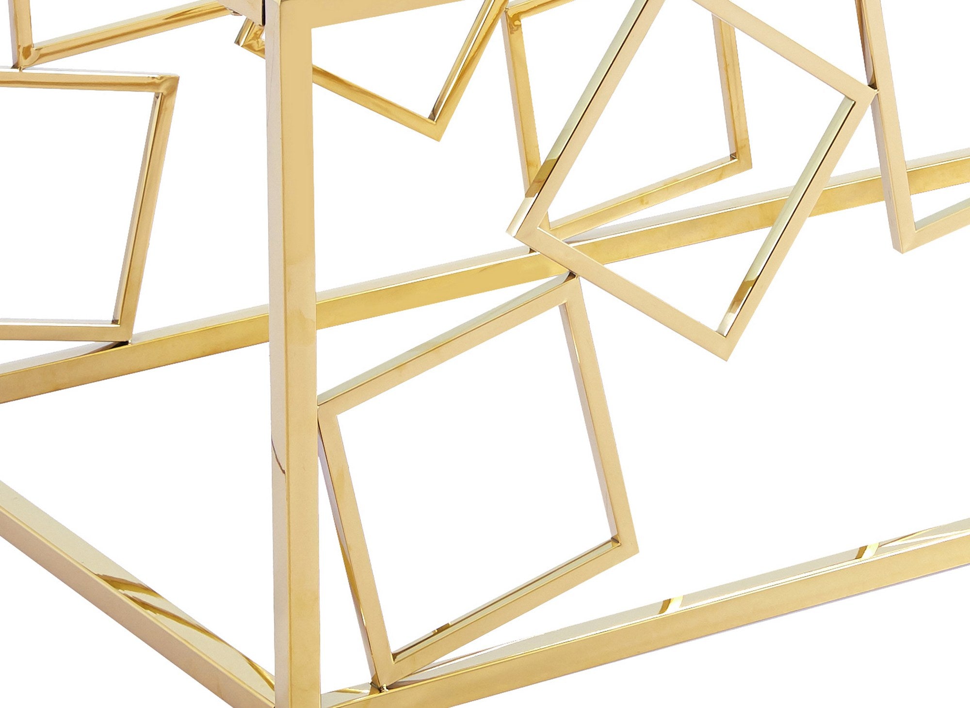 Rechteckiger Designer-Couchtisch ARVI aus Glas und goldfarbenem Metall