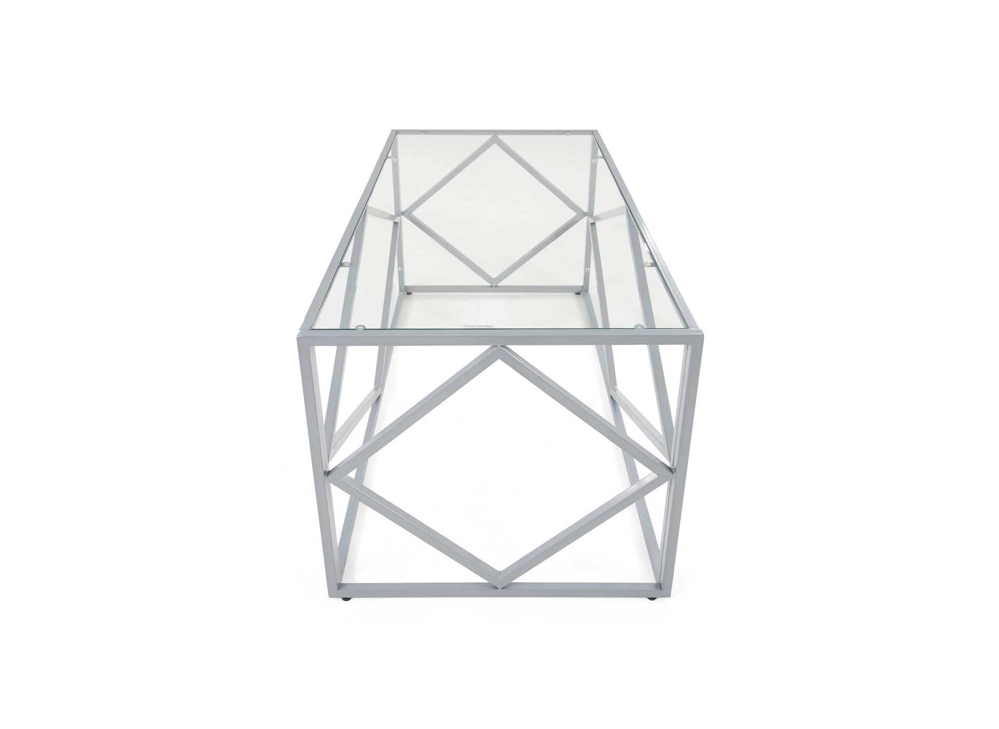 Rechteckiger Designer-Couchtisch ELIO aus Glas und Metall