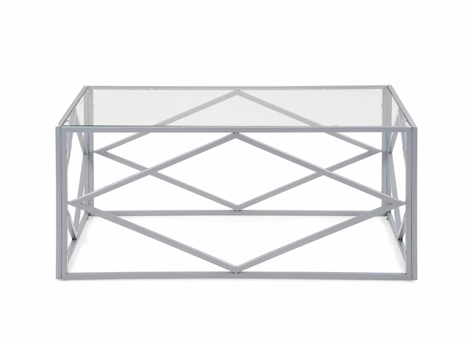 Rechteckiger Designer-Couchtisch ELIO aus Glas und Metall