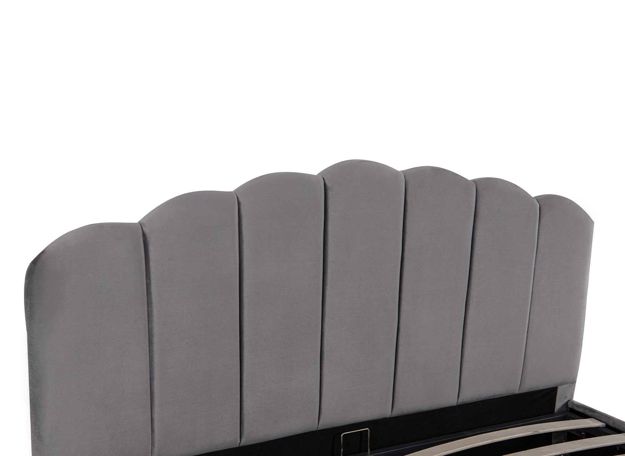 ELVIRA Bett mit Stauraum, grau, Samt, 140 x 190 cm