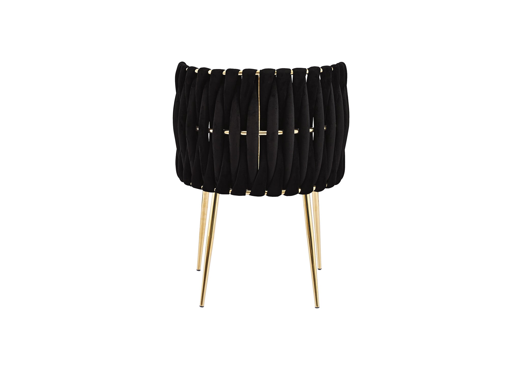 2er-Set schwarzer Samtstühle mit goldenen Metallbeinen POLO