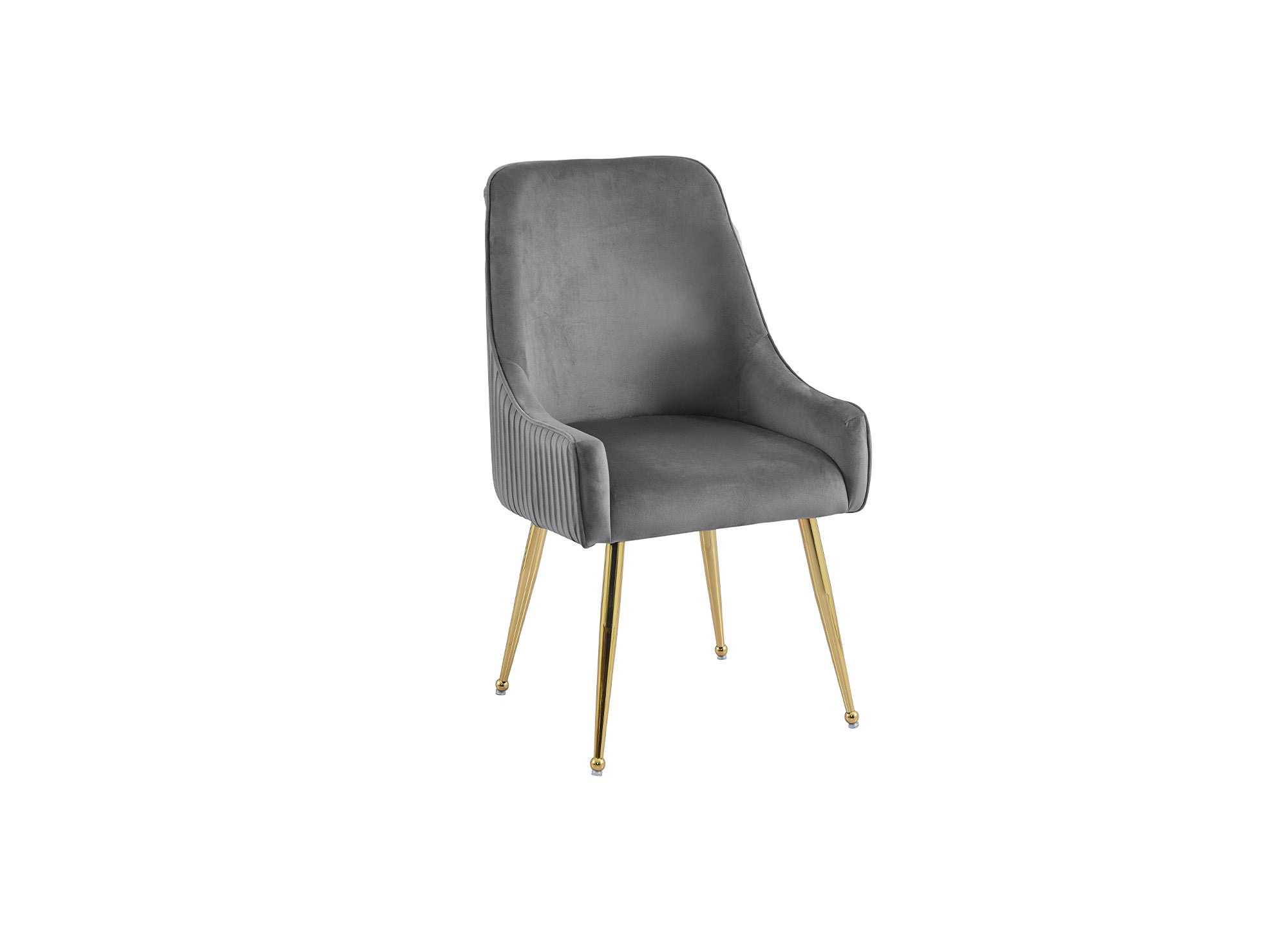 2er-Set graue Samtstühle mit goldenen Metallbeinen DORY
