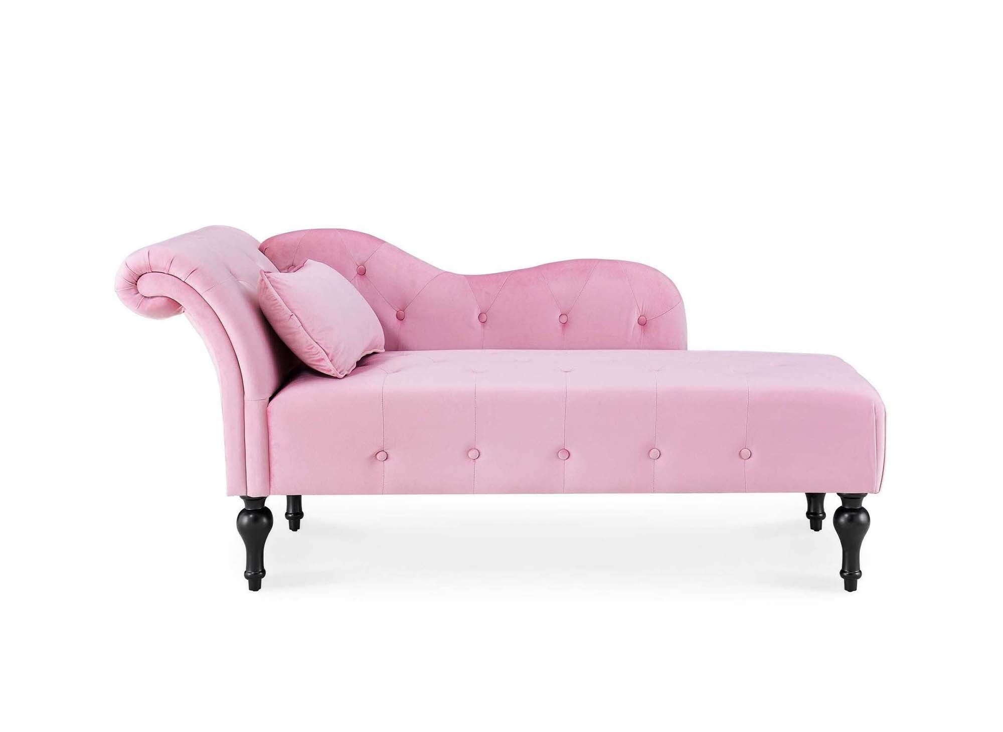 SHIMA Chaiselongue mit rosa Samtpolsterung – rechtwinklig