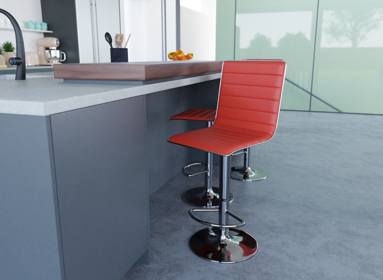 2er-Set rote LOCAS-Barhocker