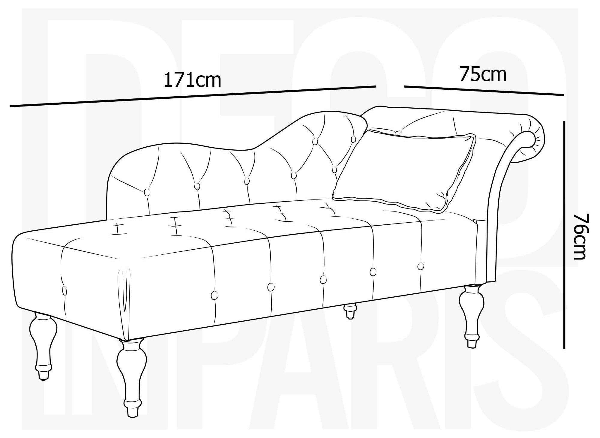 SHIMA Chaiselongue mit beigefarbenem Samtbezug – Linke Ecke
