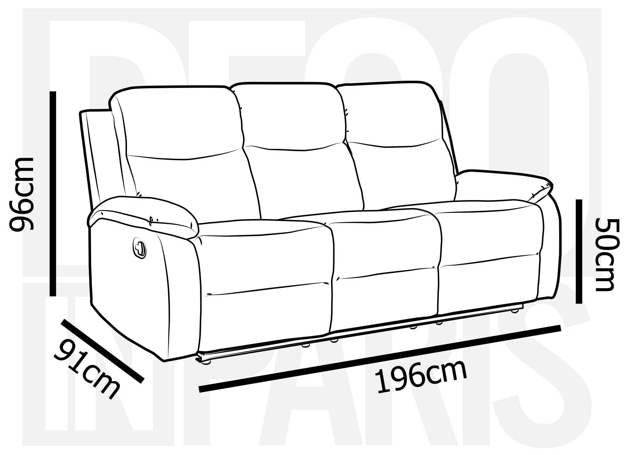 JACOB 3-Sitzer Relaxsofa in dunkelgrauer Kunstlederoptik