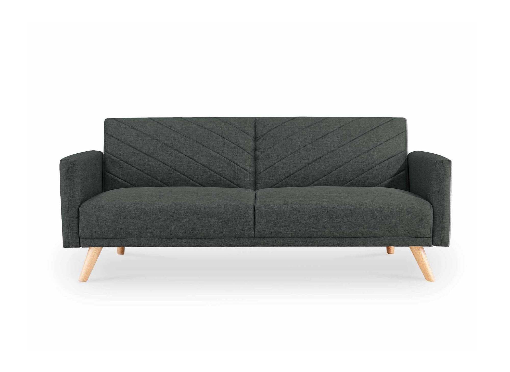 BALDER Skandinavisches umwandelbares 3-Sitzer-Sofa aus dunkelgrauem Stoff