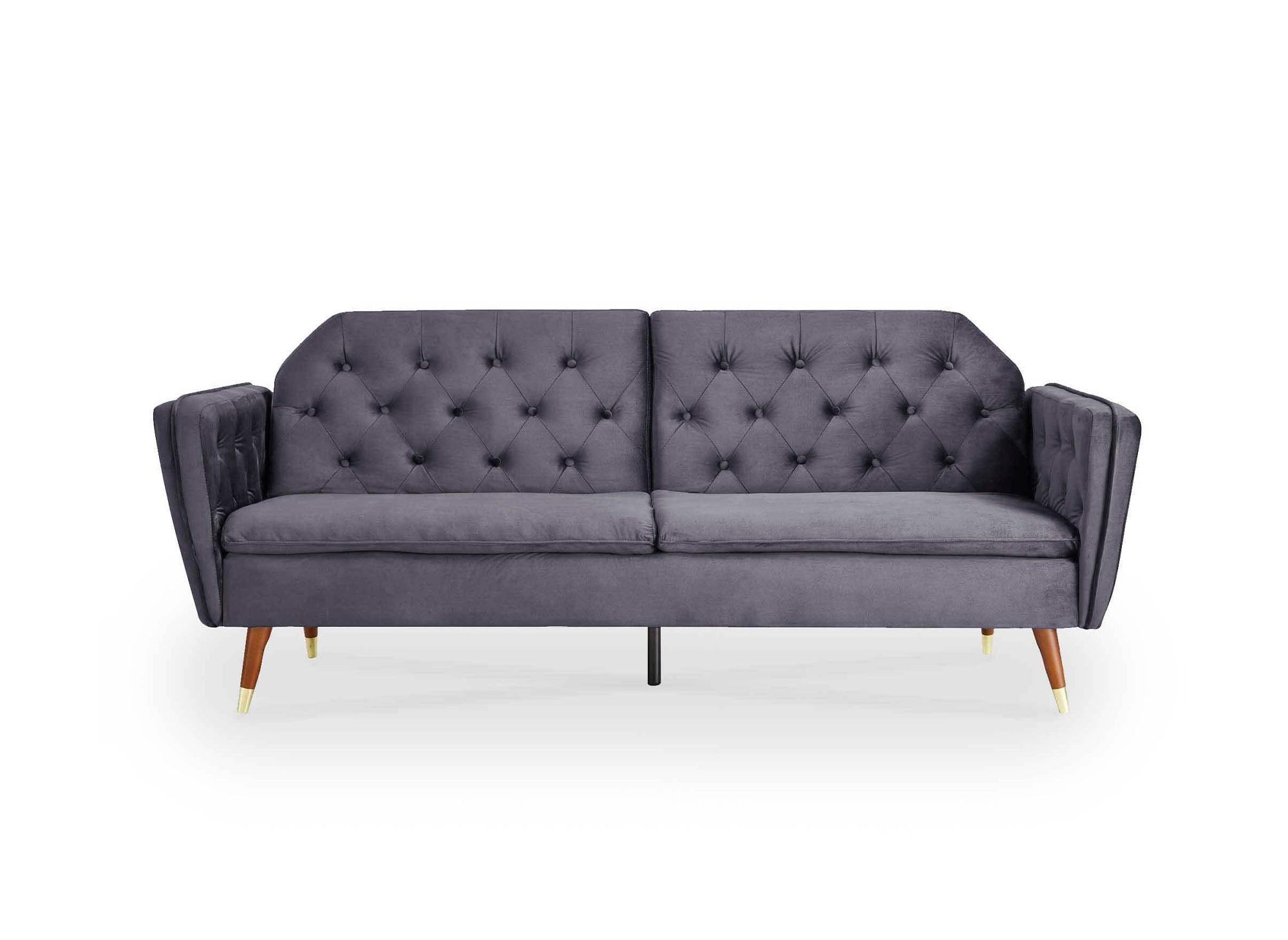 Ariane 3-Sitzer-Schlafsofa aus grauem Samtstoff