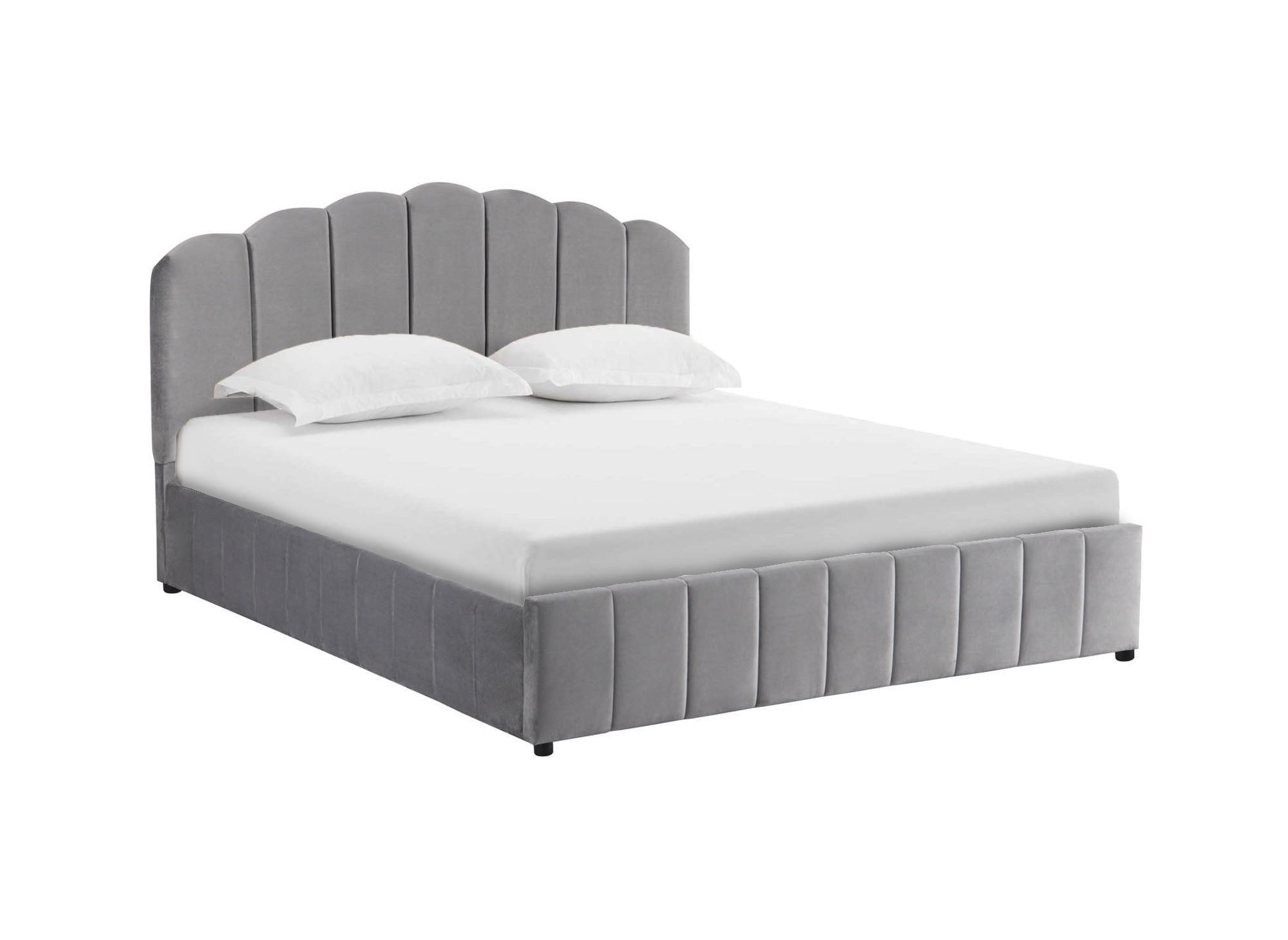 ELVIRA Bett mit Stauraum, grau, Samt, 160 x 200 cm