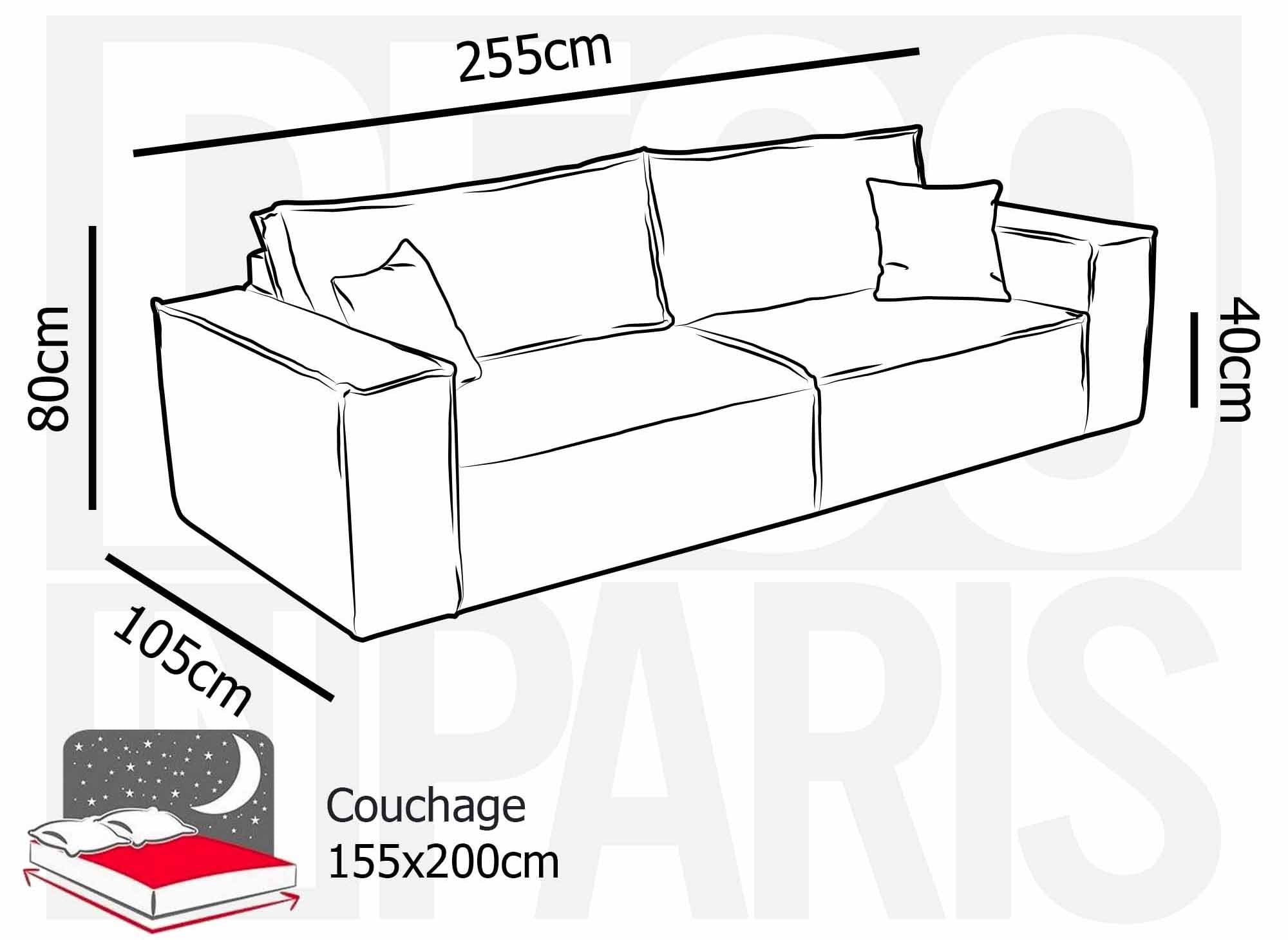 JADE 3-Sitzer-Sofa mit Stauraum aus hellgrauem Cord