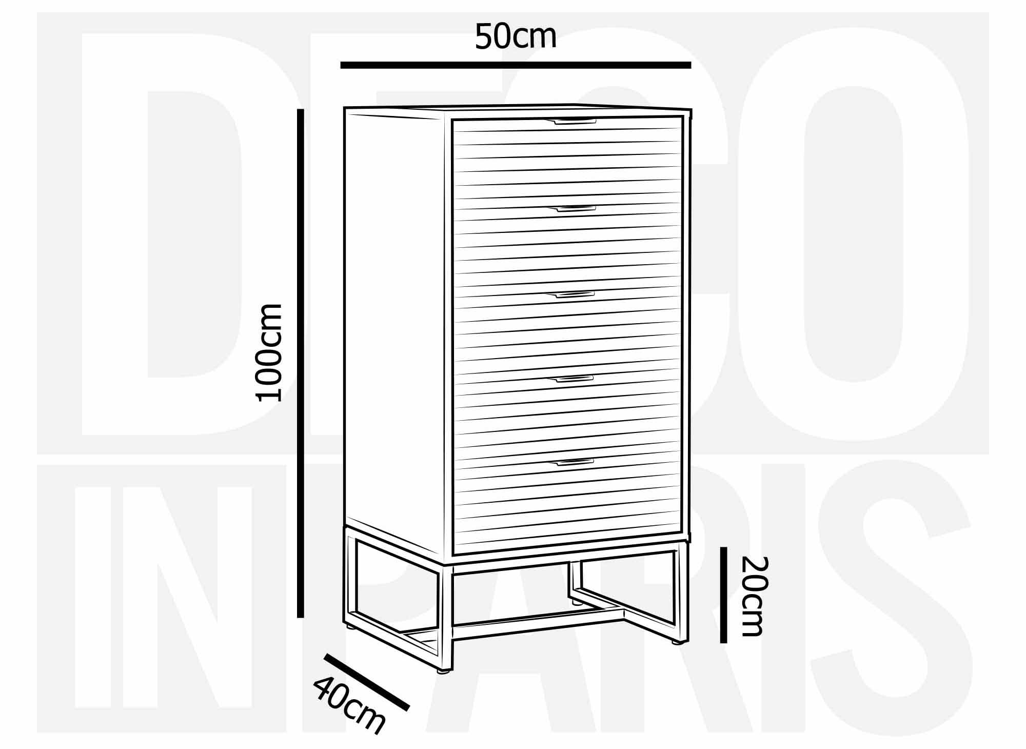 TISSIA Kommode mit 5 Schubladen aus hellem Holz und schwarzem Metall
