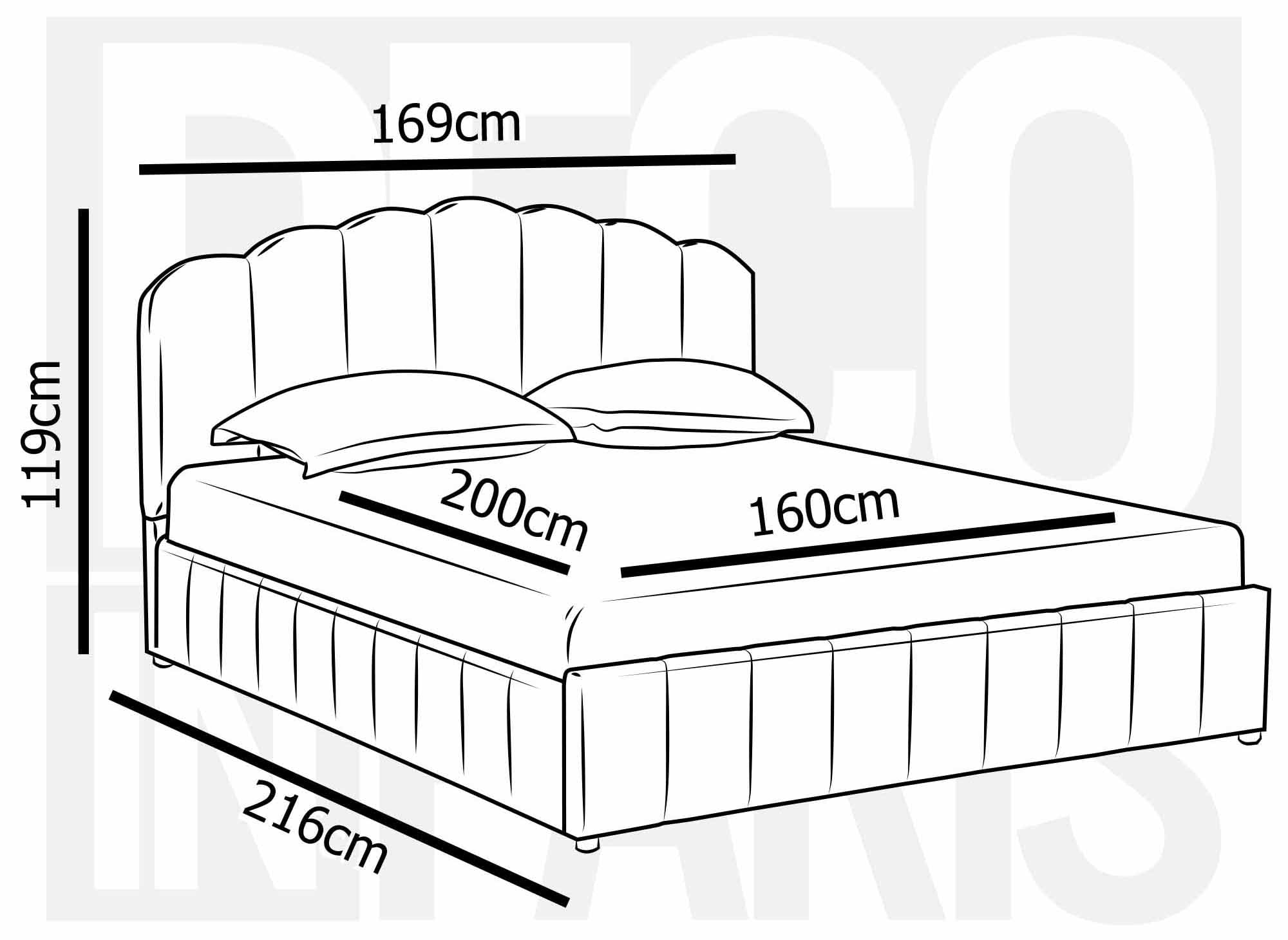 ELVIRA Bett mit Stauraum, grau, Samt, 160 x 200 cm