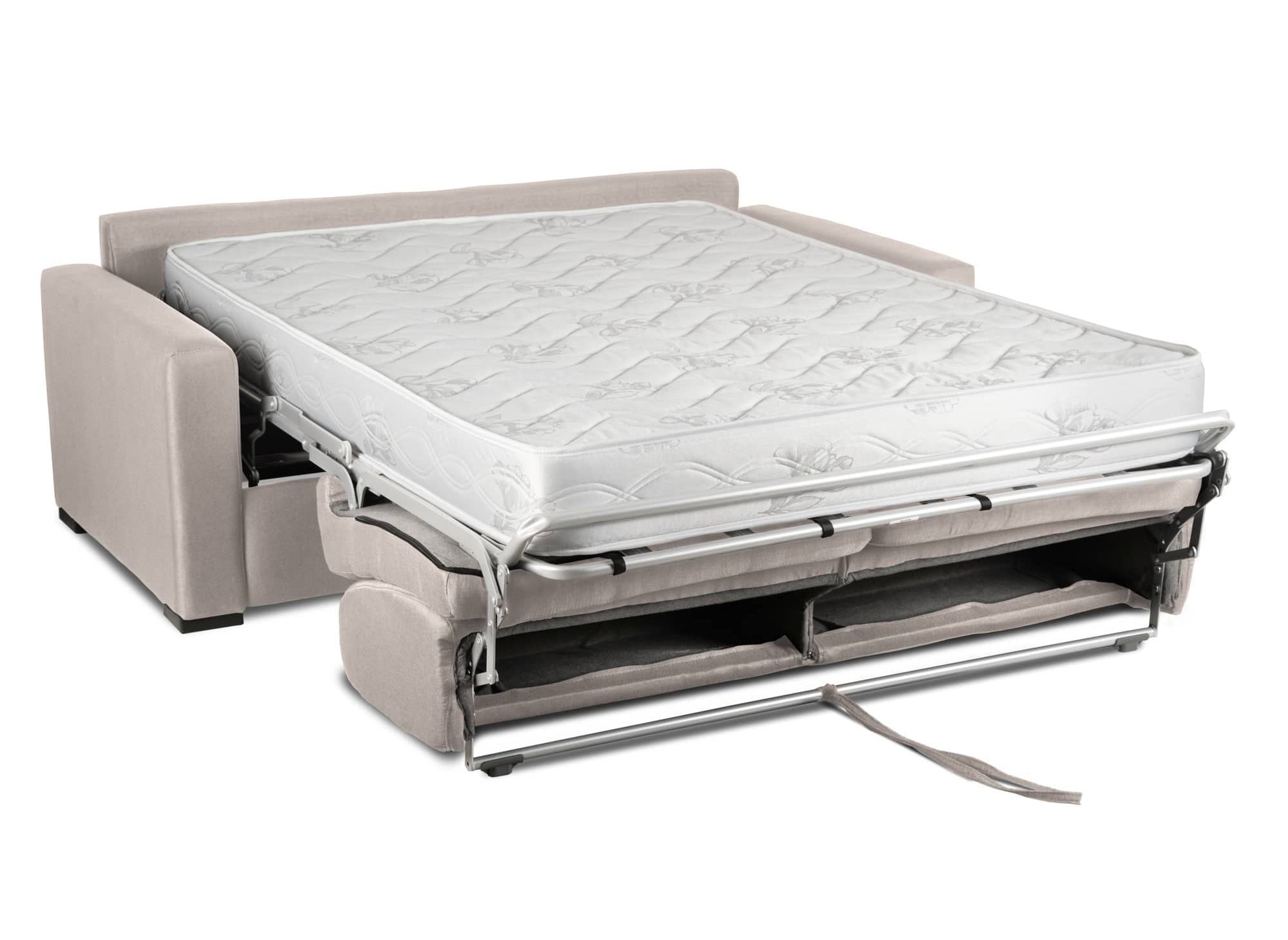 LOUNA LUXE 3-Sitzer-Schlafsofa aus beigem Stoff mit Expressöffnung und 18 cm Matratze