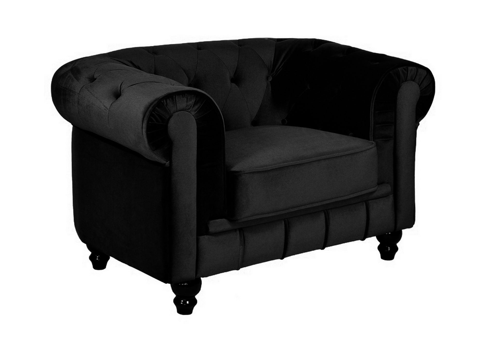 Chesterfield-Sessel aus schwarzem Samt