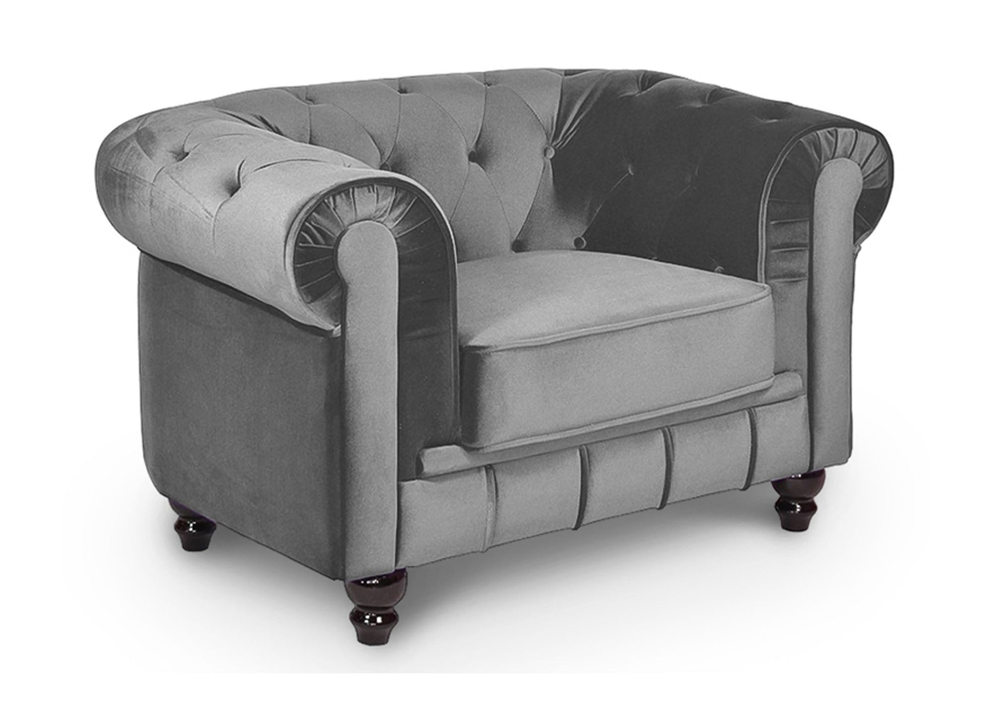 Chesterfield-Sessel aus grauem Samt